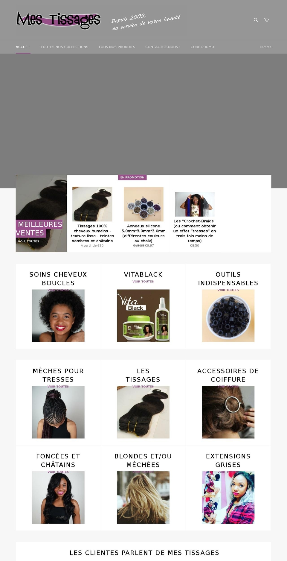 mes-tissages.com — Shopify storefront screenshot