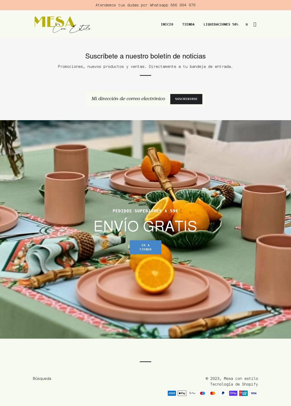 mesaconestilo.com shopify website screenshot