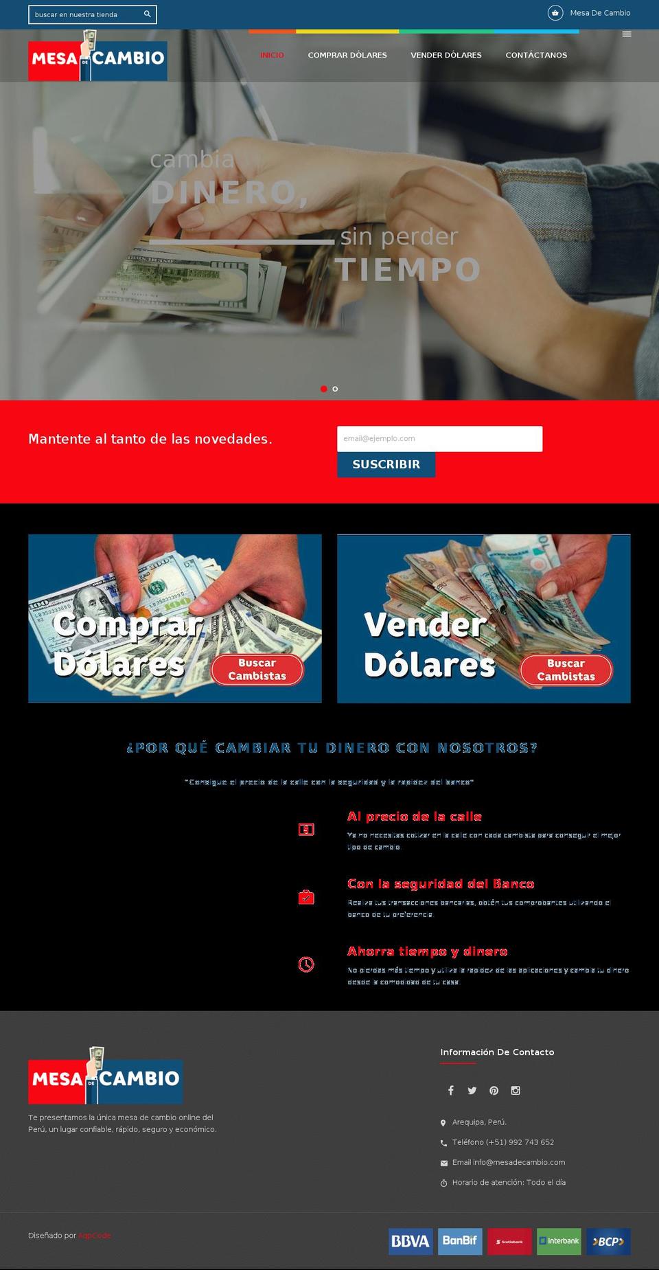 mesadecambio.com — Shopify storefront screenshot