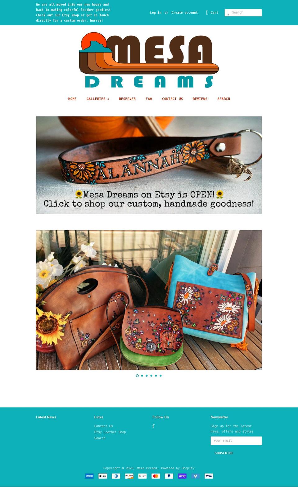 mesadreams.com shopify website screenshot