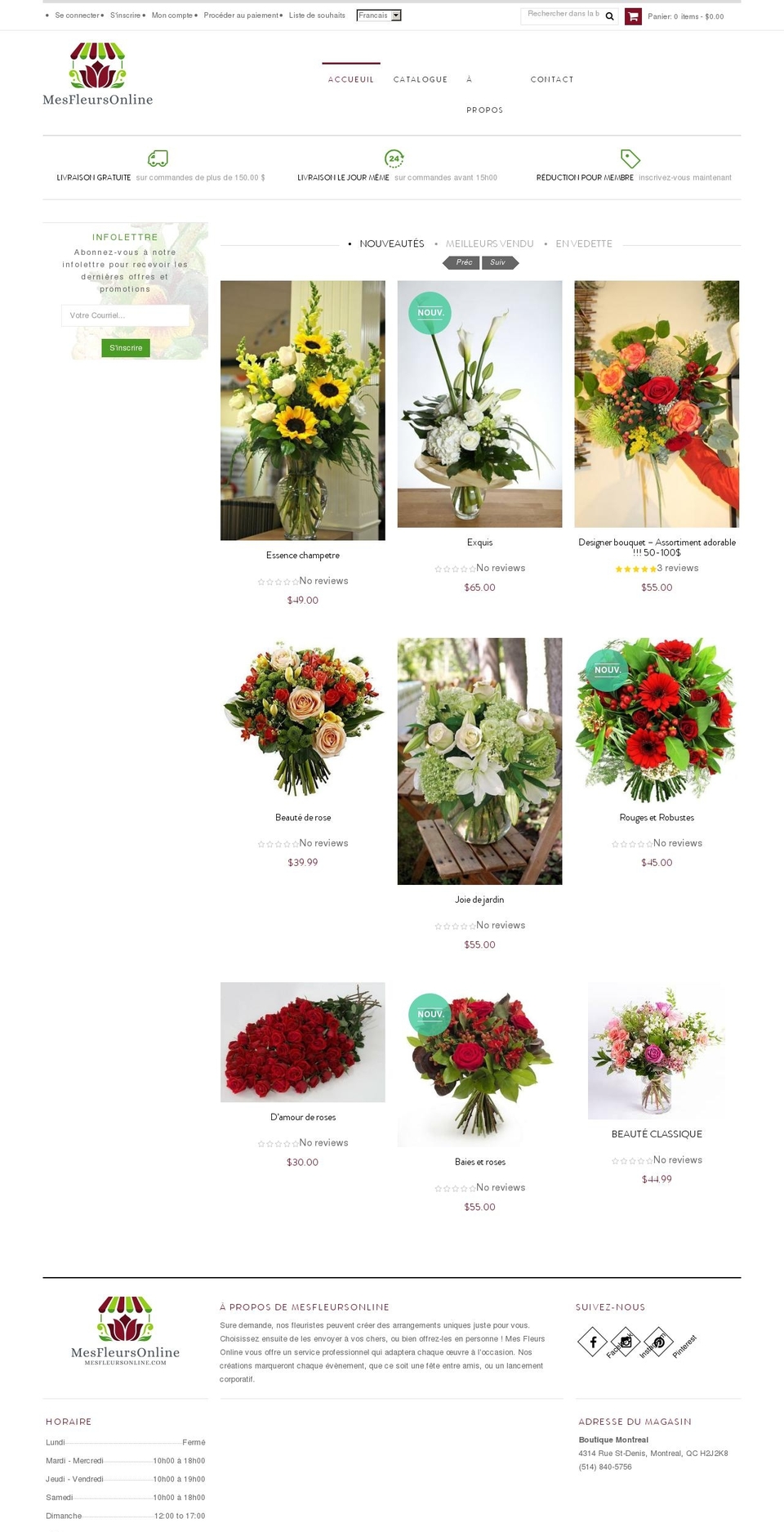 Mes Fleurs Online Shopify theme site example mesfleursenligne.com