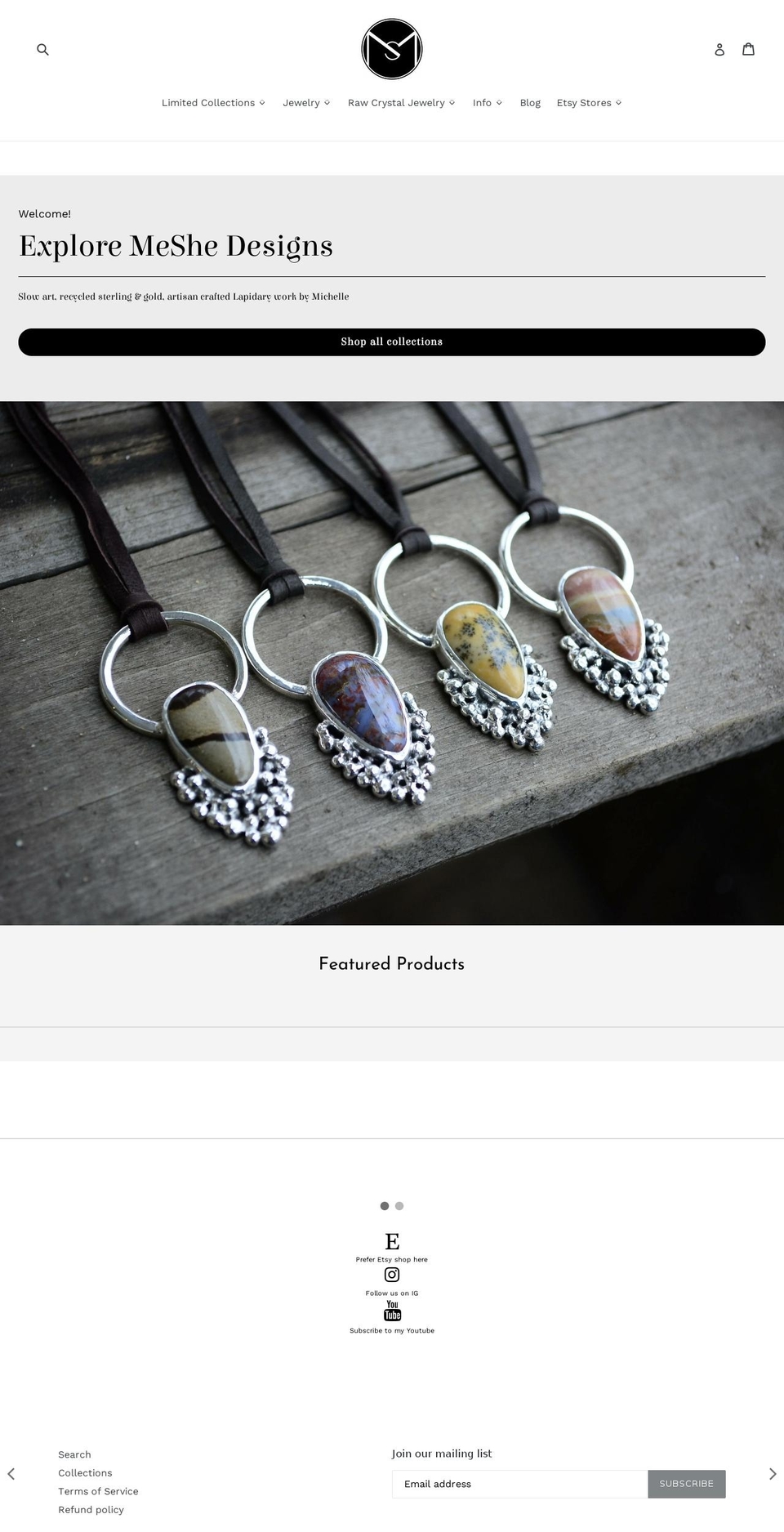 meshedesignsllc.com shopify website screenshot