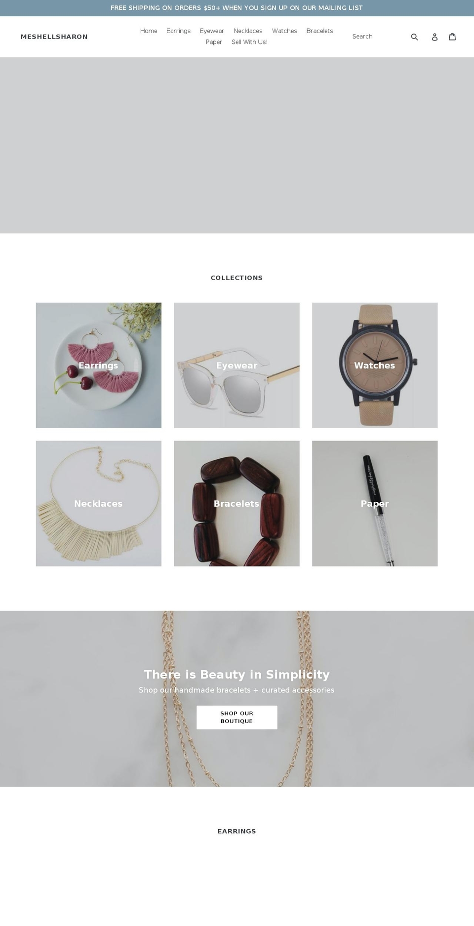 meshellsharon.com — Shopify storefront screenshot