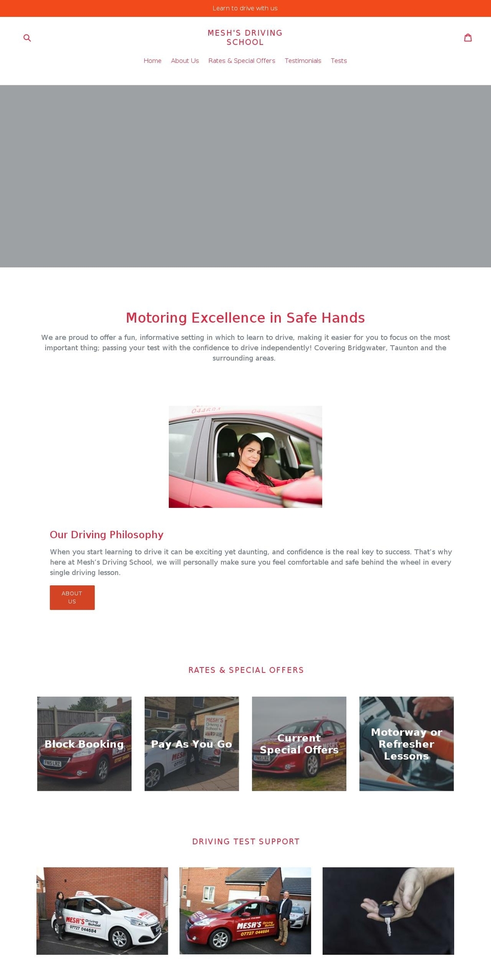 meshsdrivingschool.com — Shopify storefront screenshot