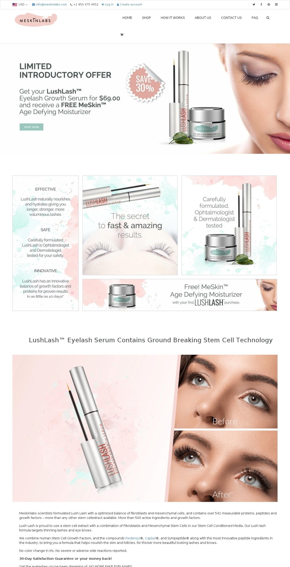 meskinlabs.com shopify website screenshot