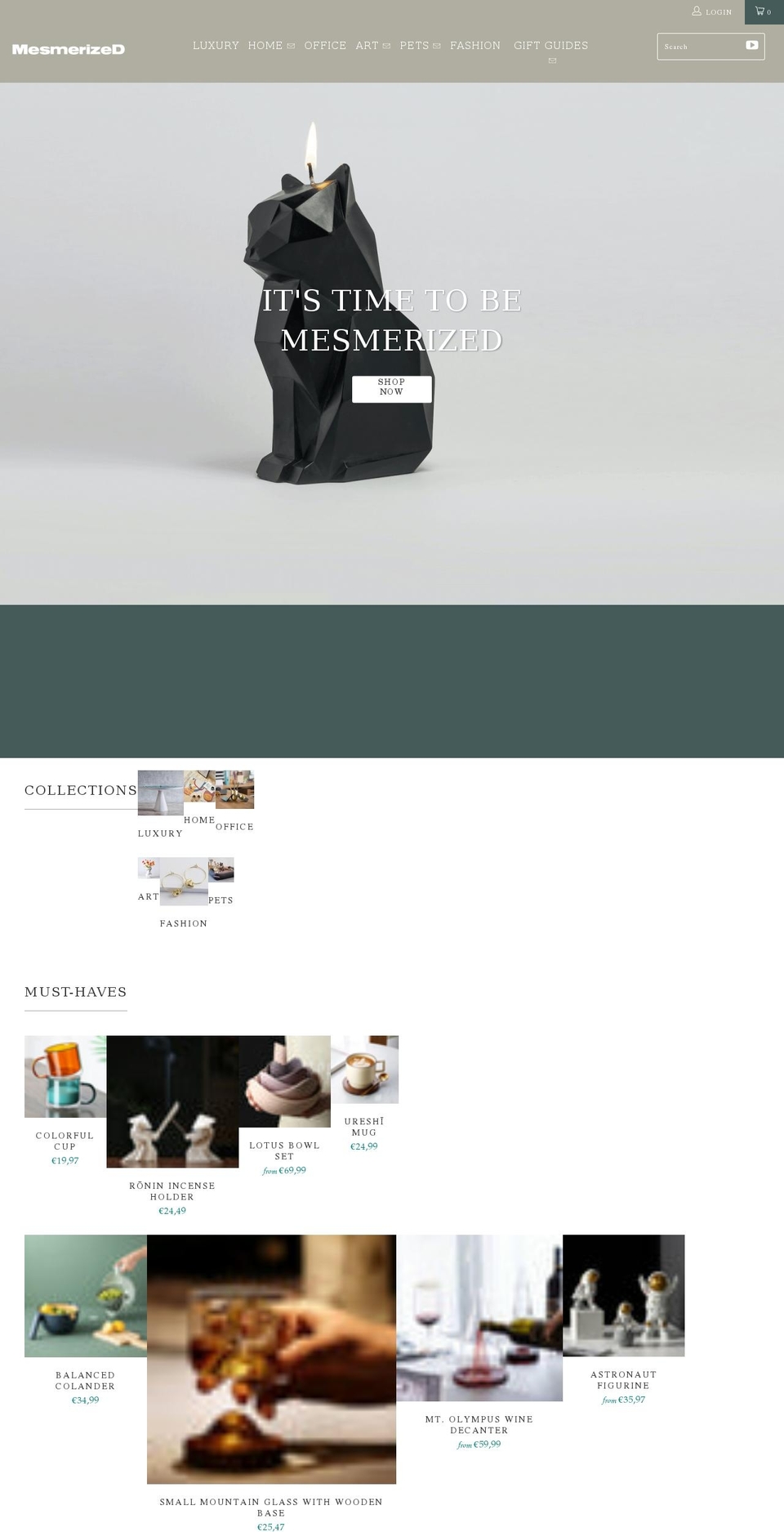 mesmerized.it shopify website screenshot