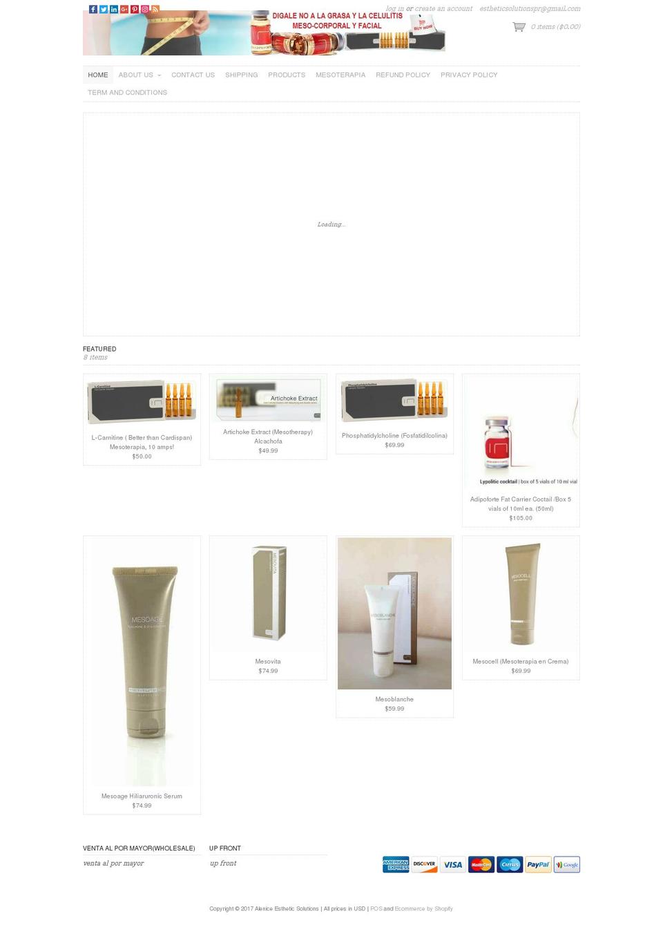 mesoterapia-pr.com shopify website screenshot