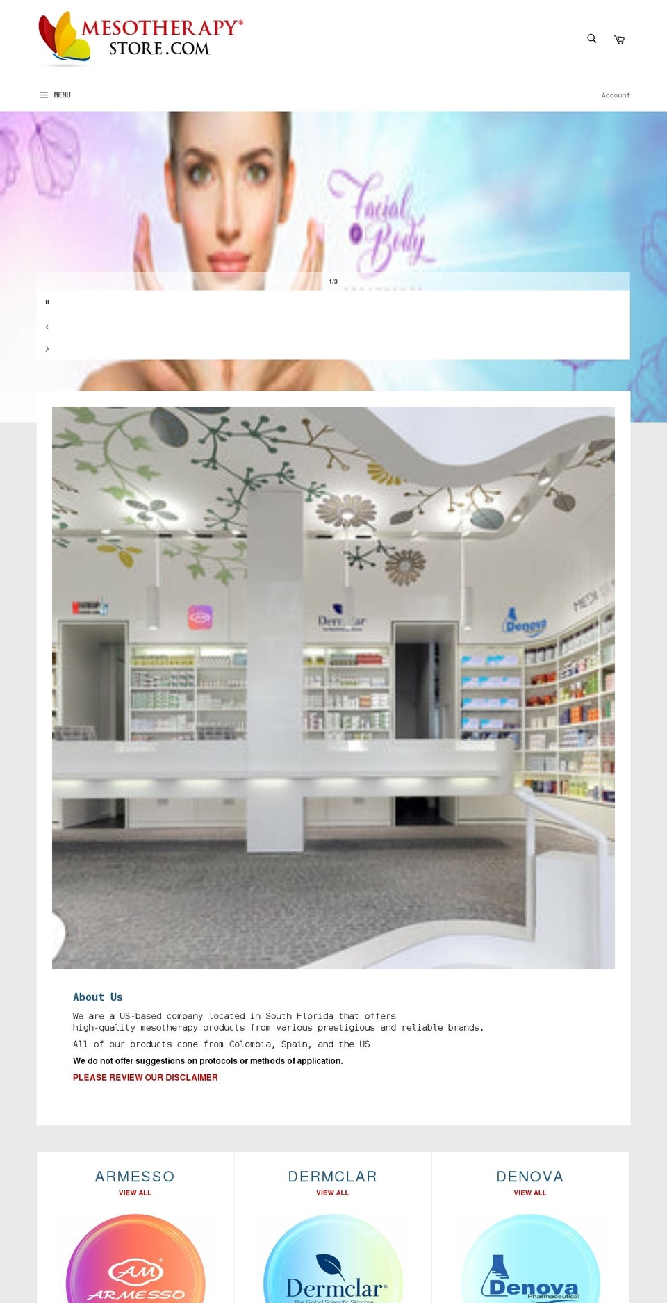 mesotherapystore.com shopify website screenshot
