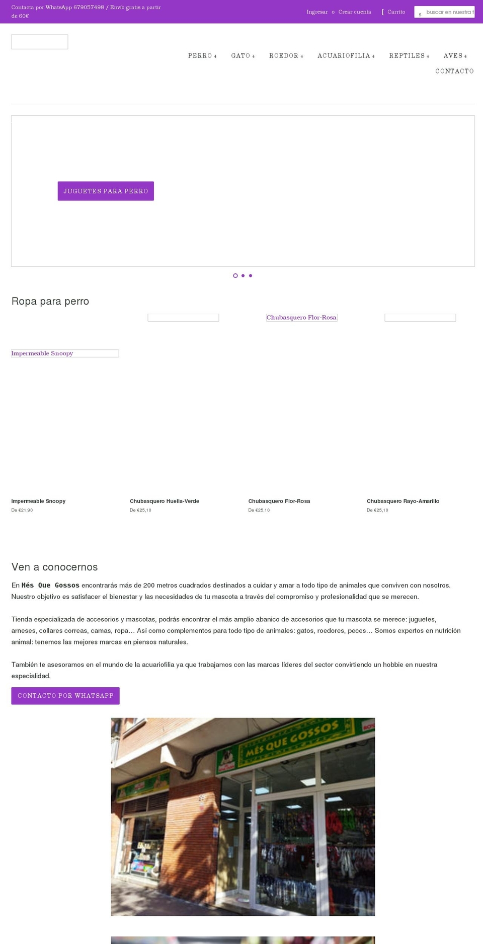 mesquegossos.es shopify website screenshot