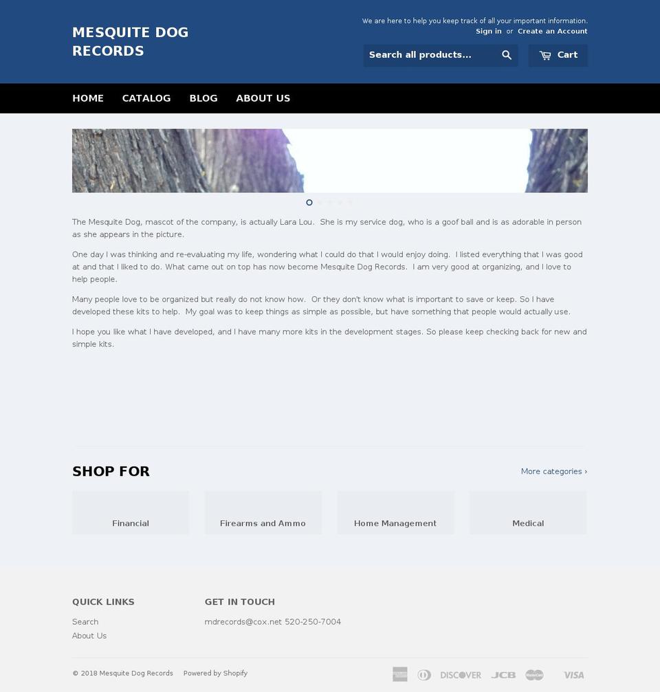 mesquitedogrecords.com — Shopify storefront screenshot