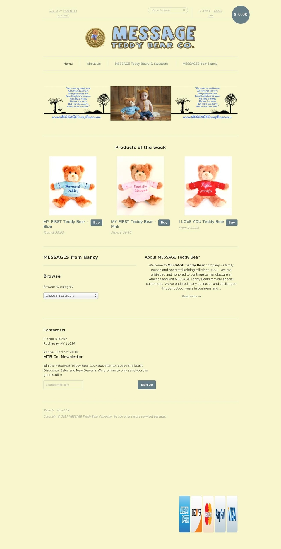 messageteddybear.com shopify website screenshot