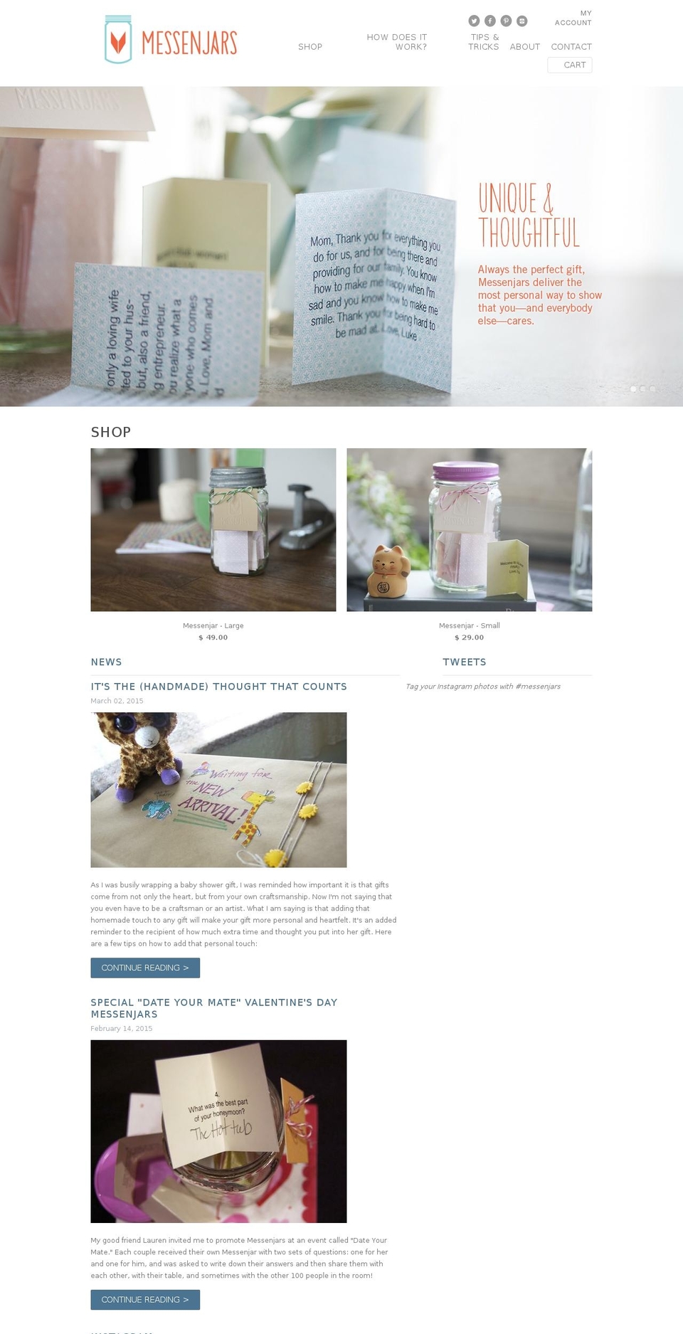 messenjars.com shopify website screenshot
