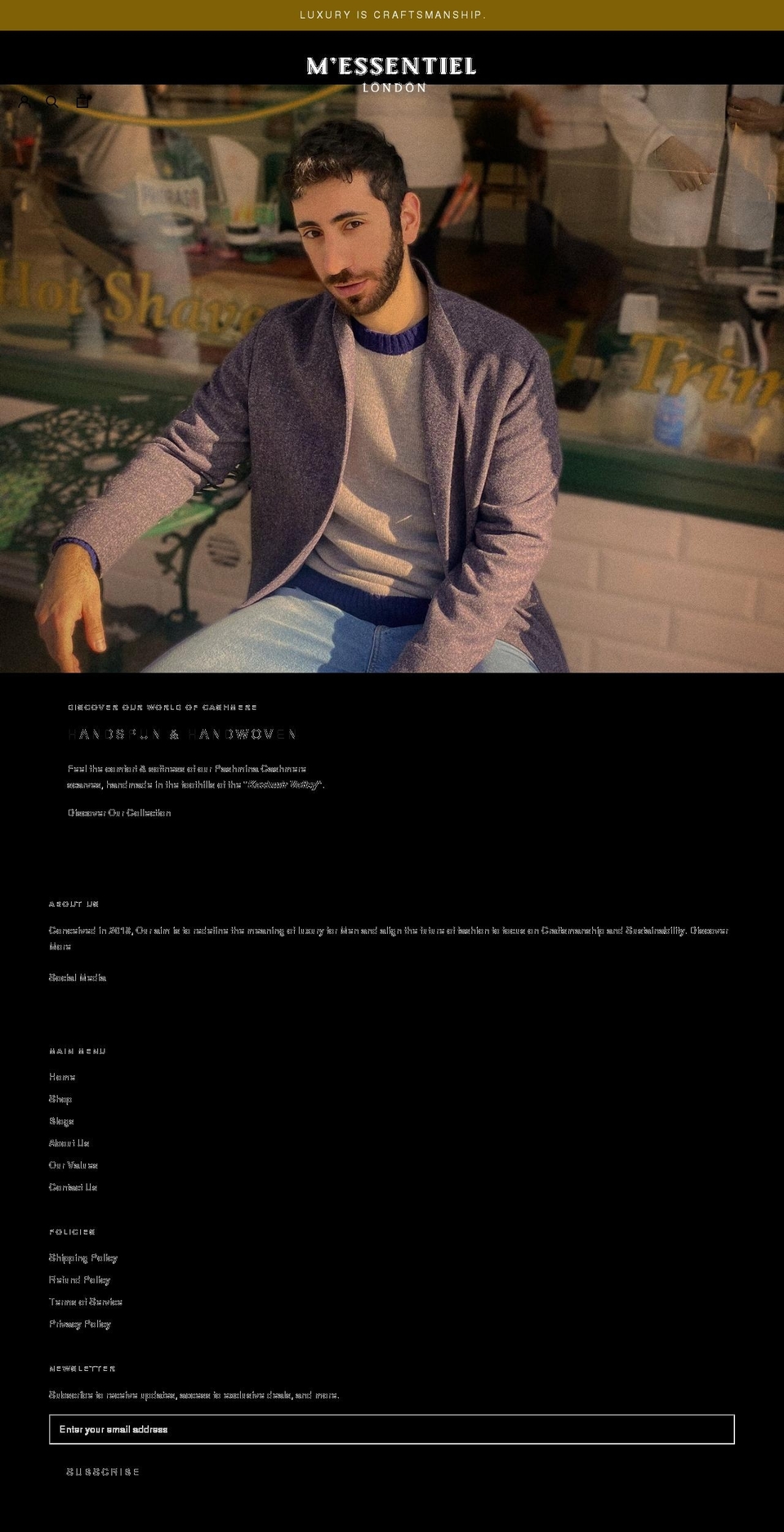 messentiellondon.com shopify website screenshot