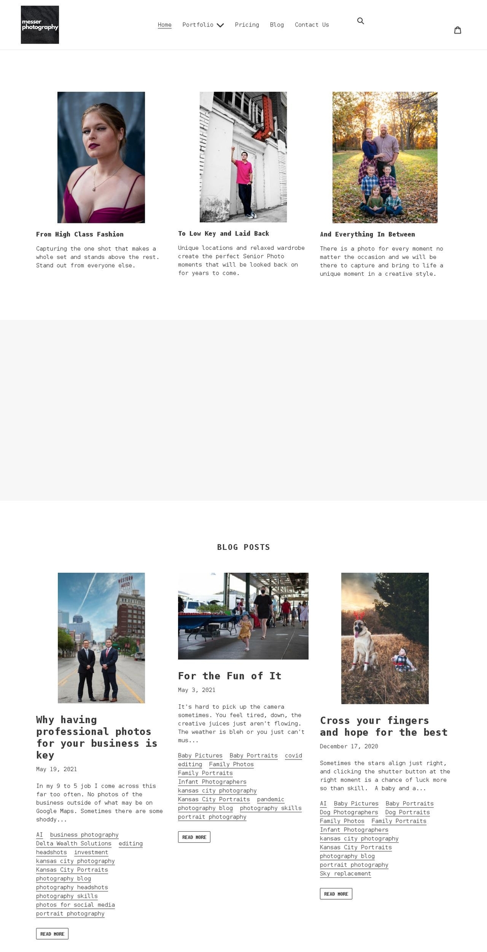 messer.photography shopify website screenshot