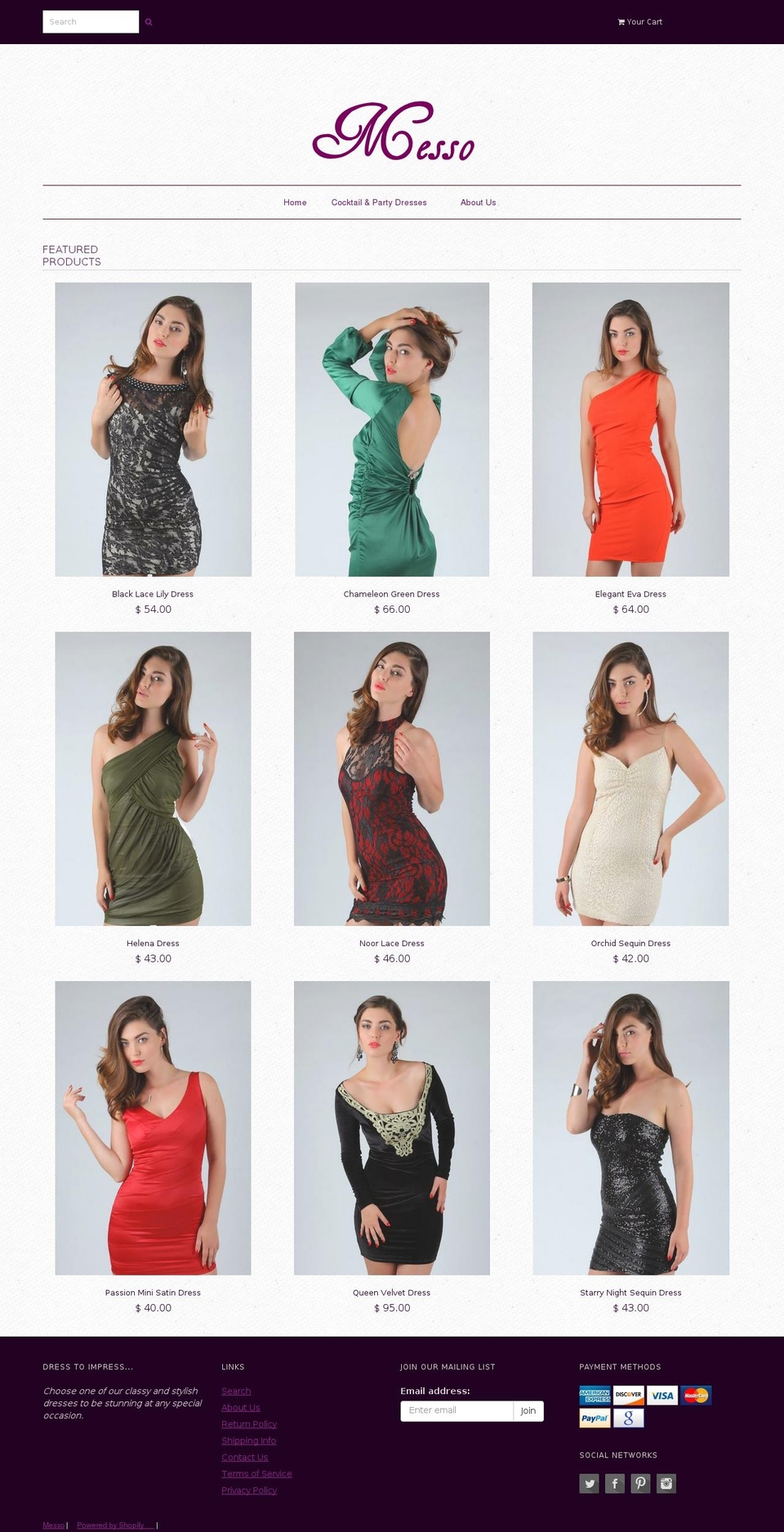 messoinc.com shopify website screenshot