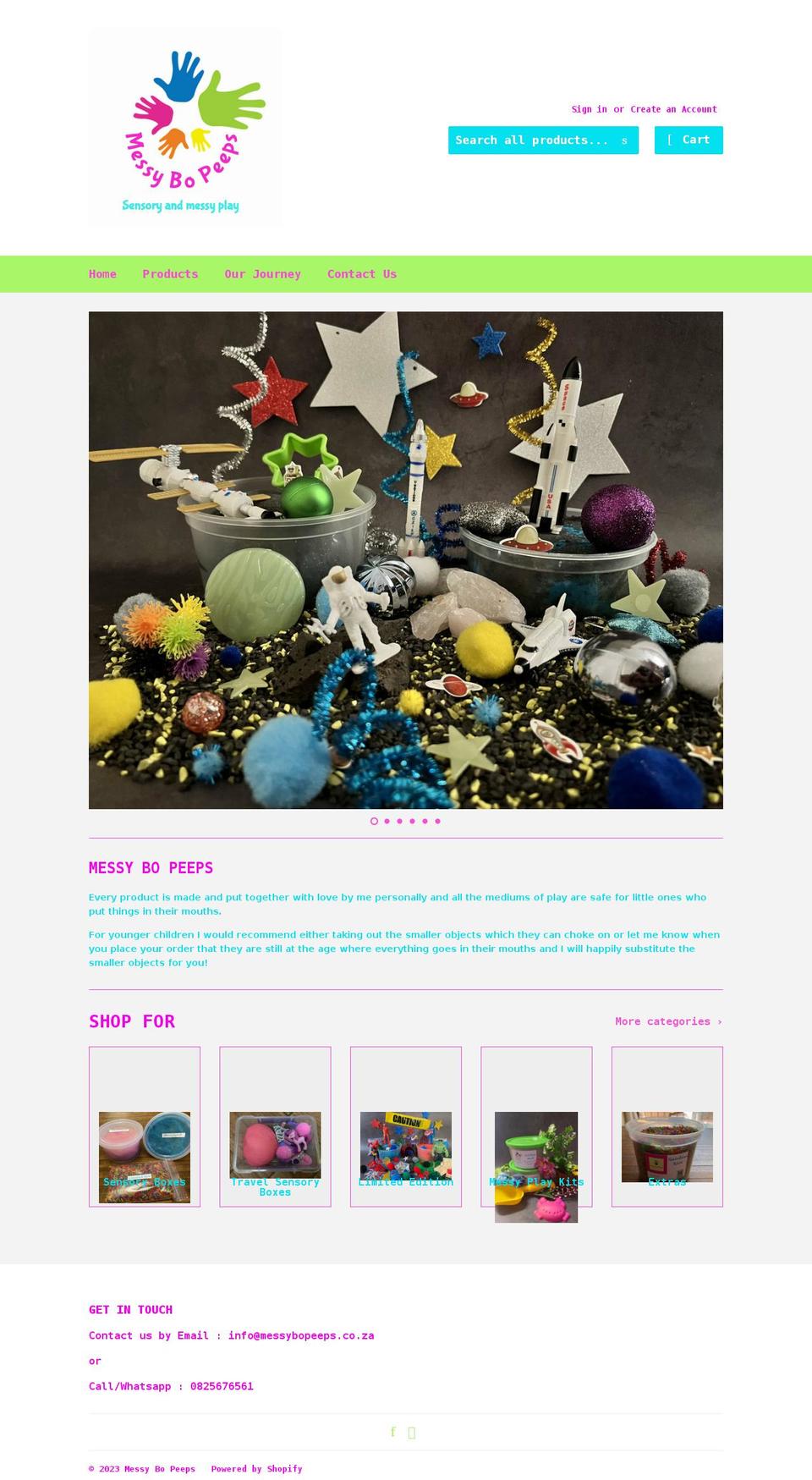 messybopeeps.co.za shopify website screenshot