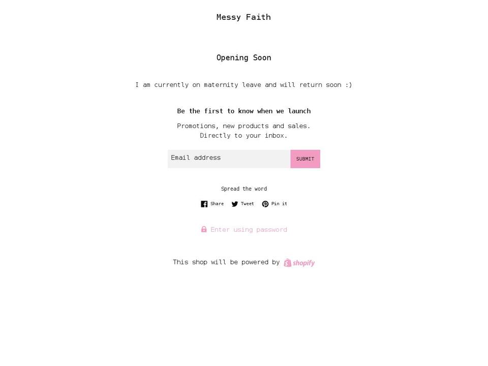 messyfaith.co.uk shopify website screenshot