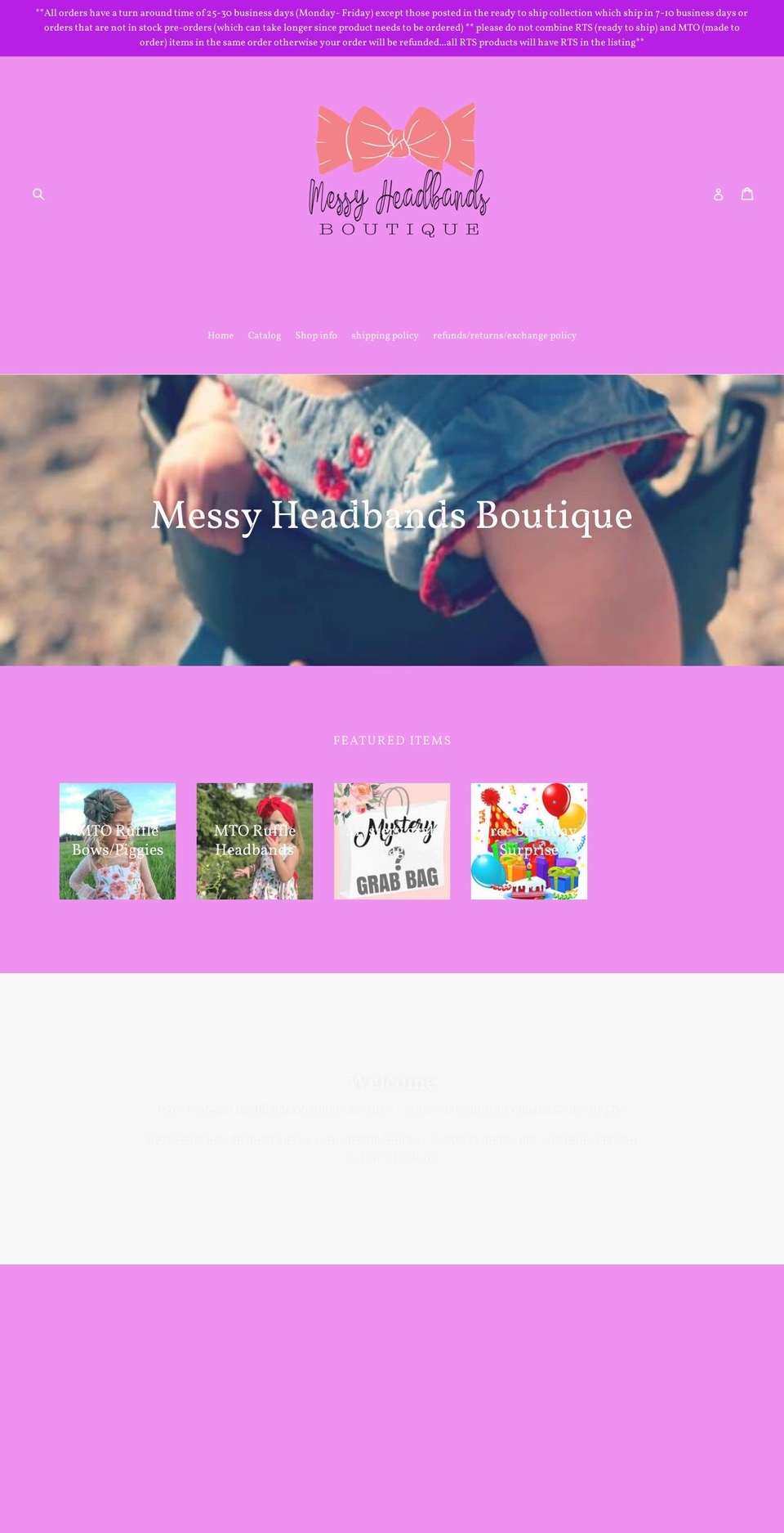 messyheadbandsboutique.com shopify website screenshot