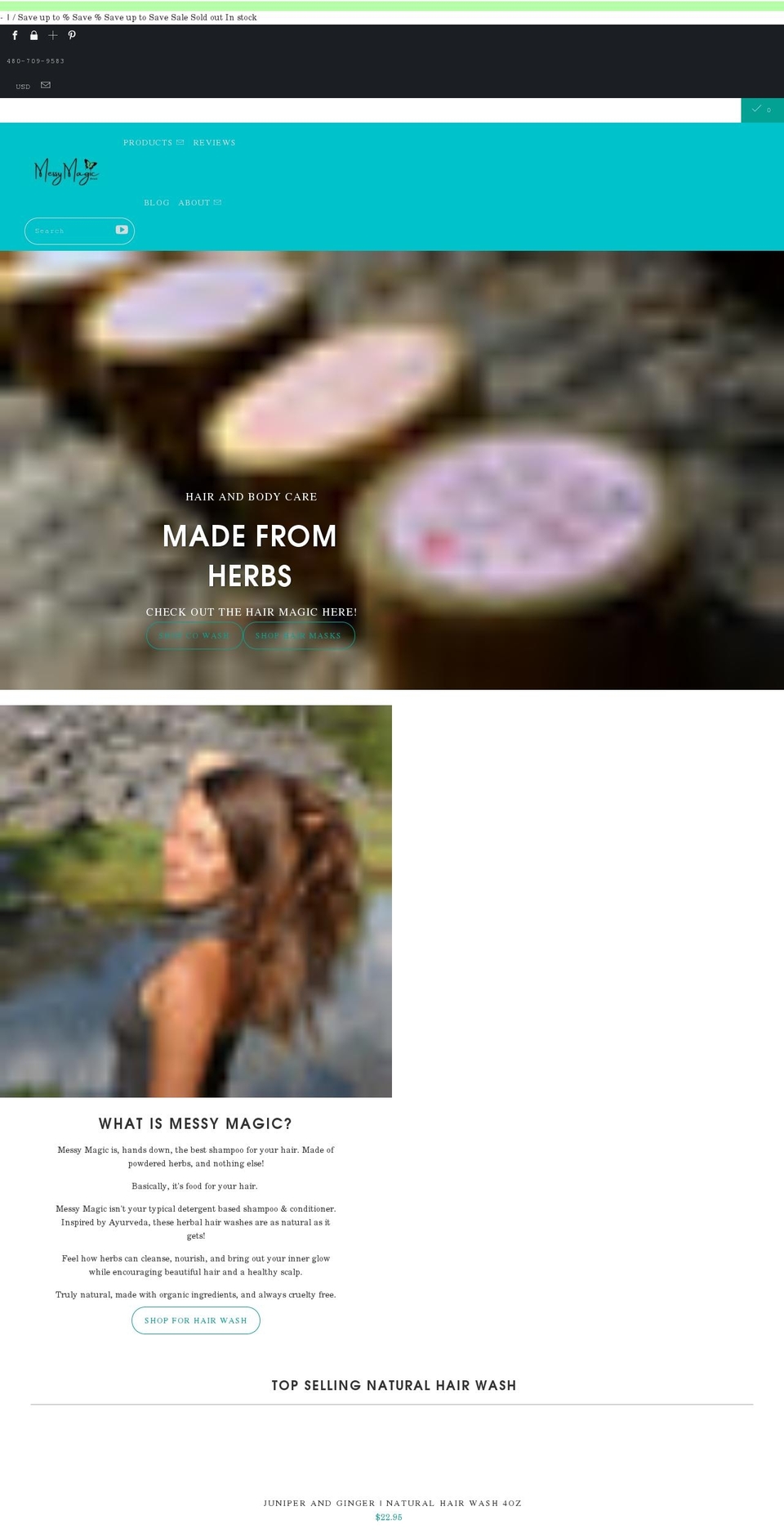 messymagicherbals.com shopify website screenshot