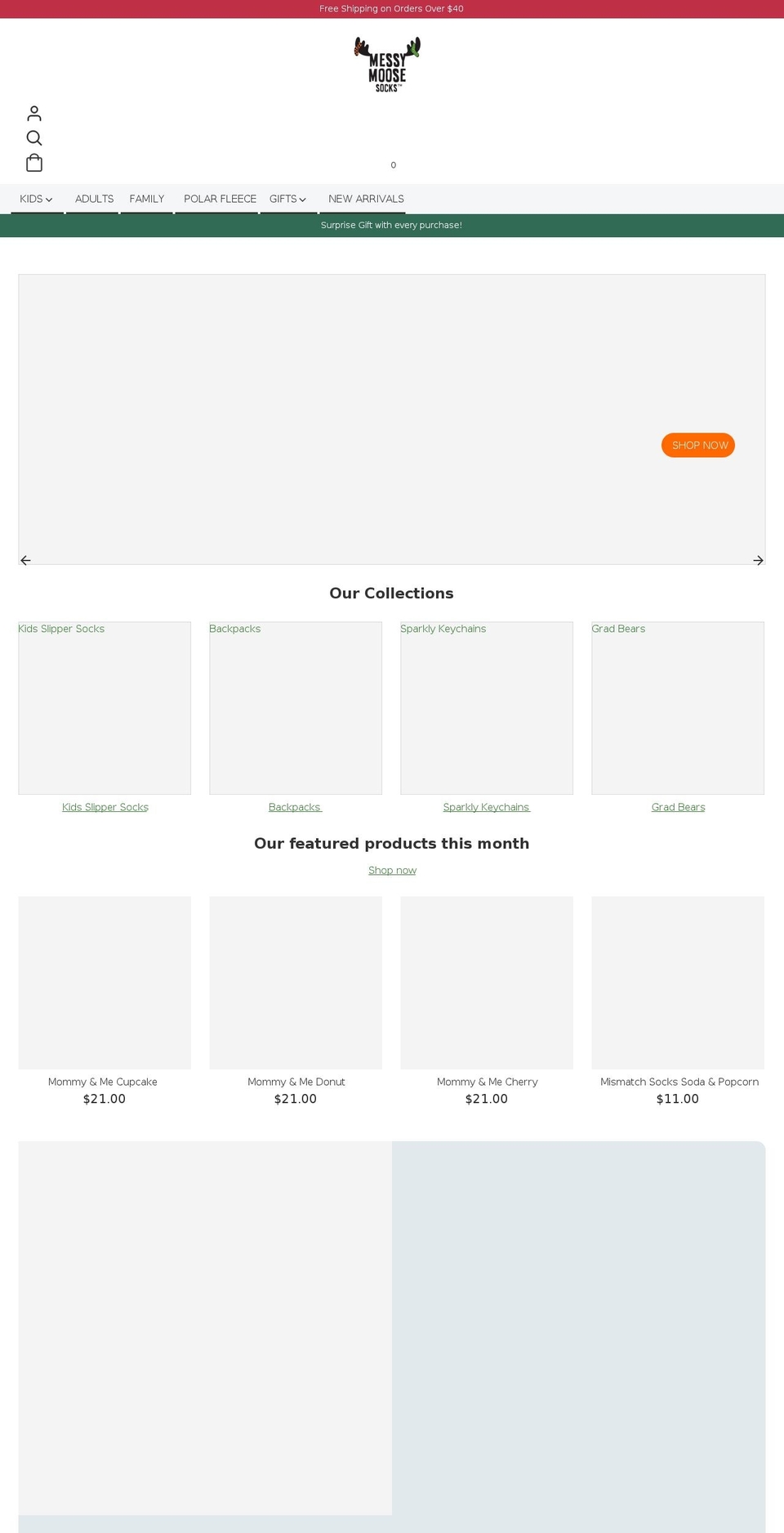 messymoosesocks.com shopify website screenshot