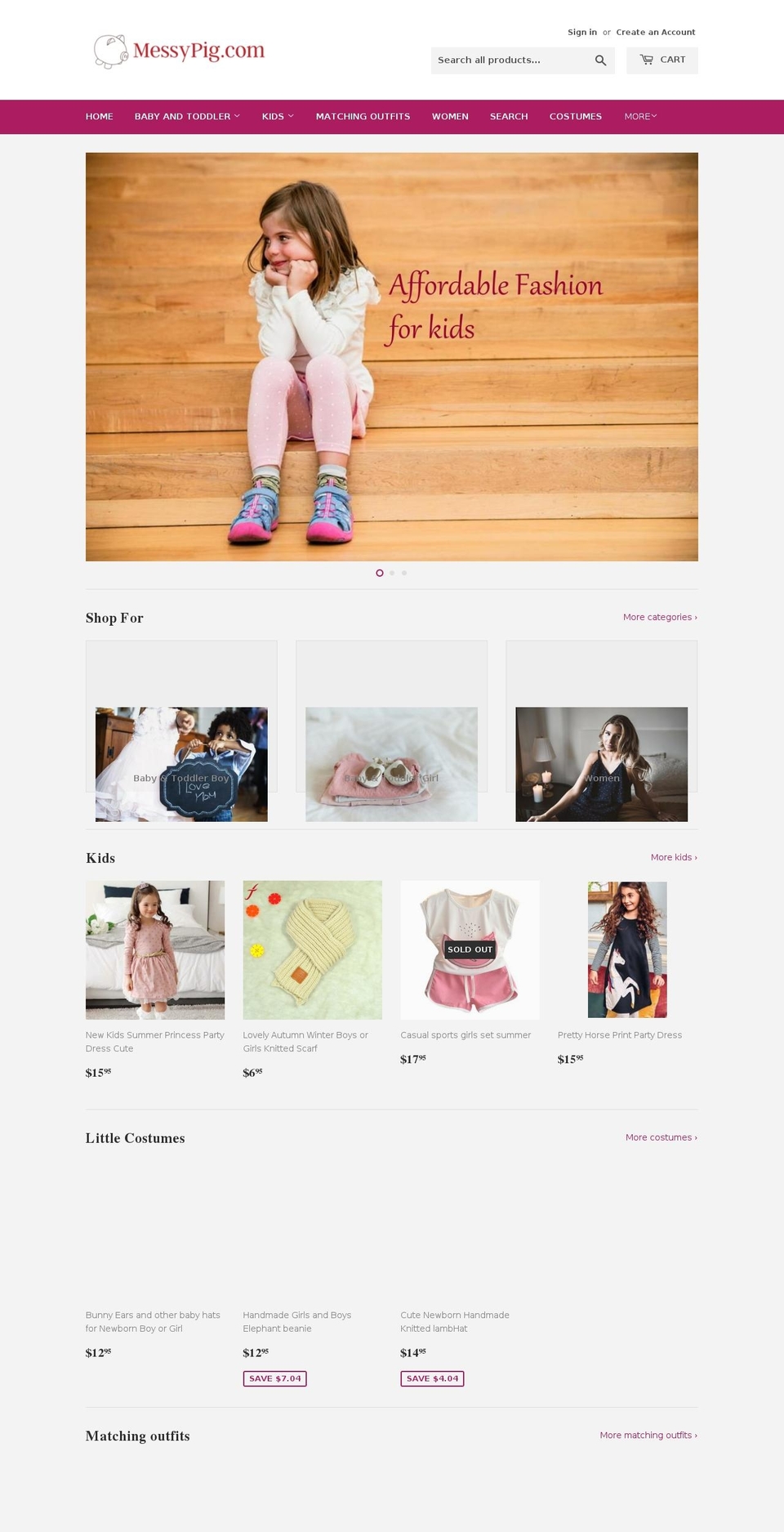 messypig.com — Shopify storefront screenshot