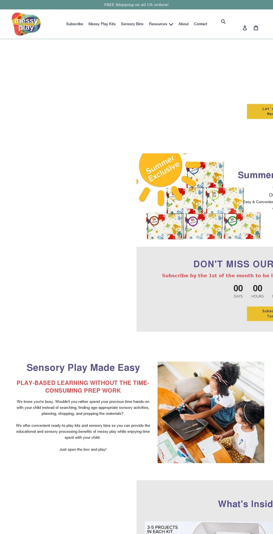 messyplaykits.com shopify website screenshot