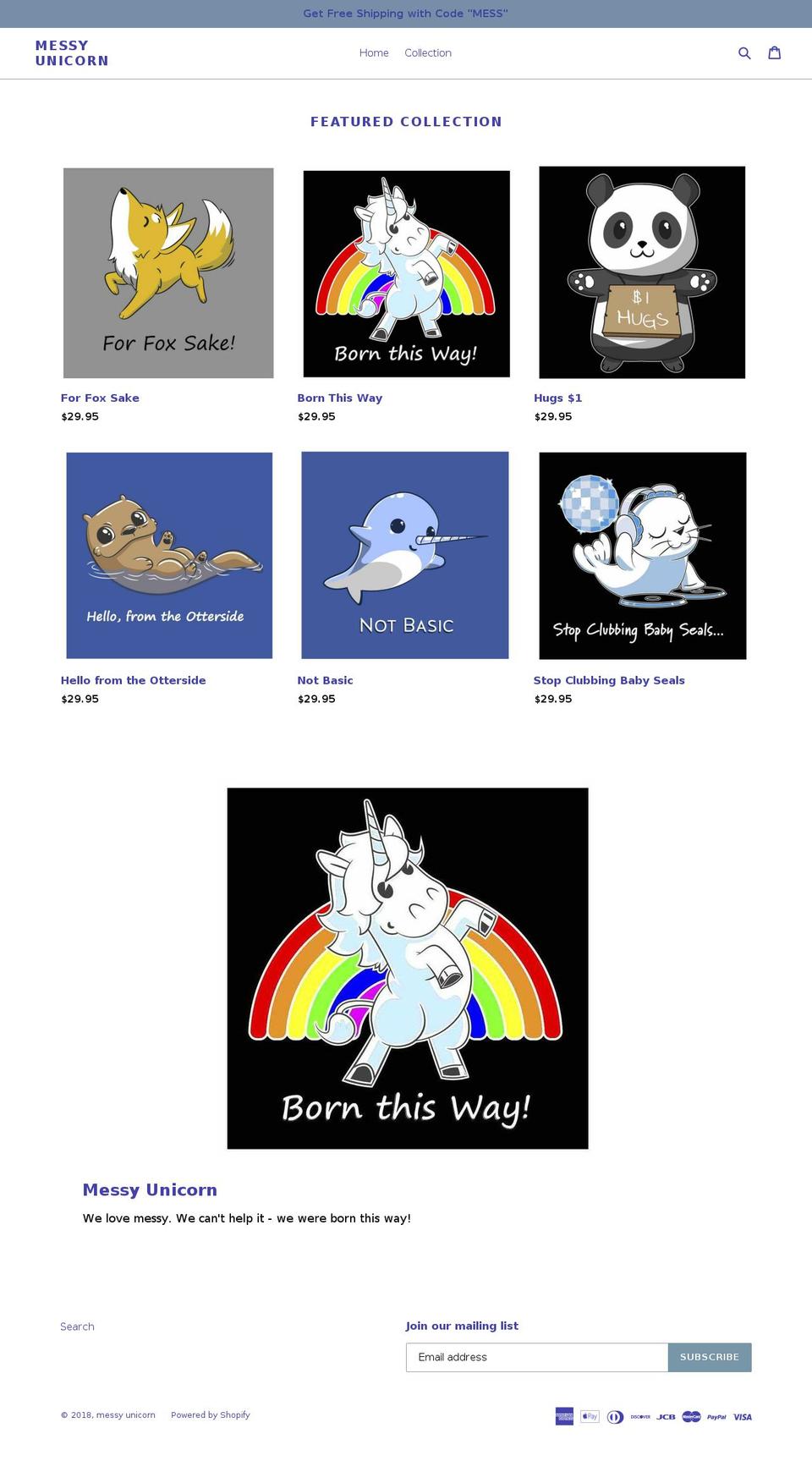 messyunicorn.com shopify website screenshot