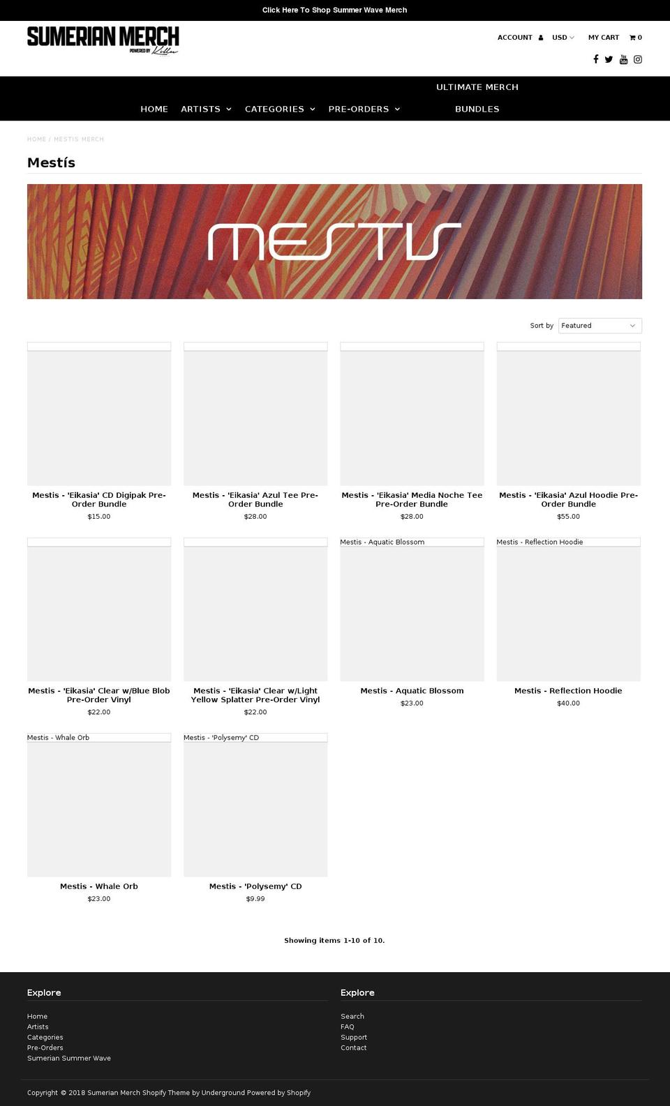 mestismerch.com — Shopify storefront screenshot