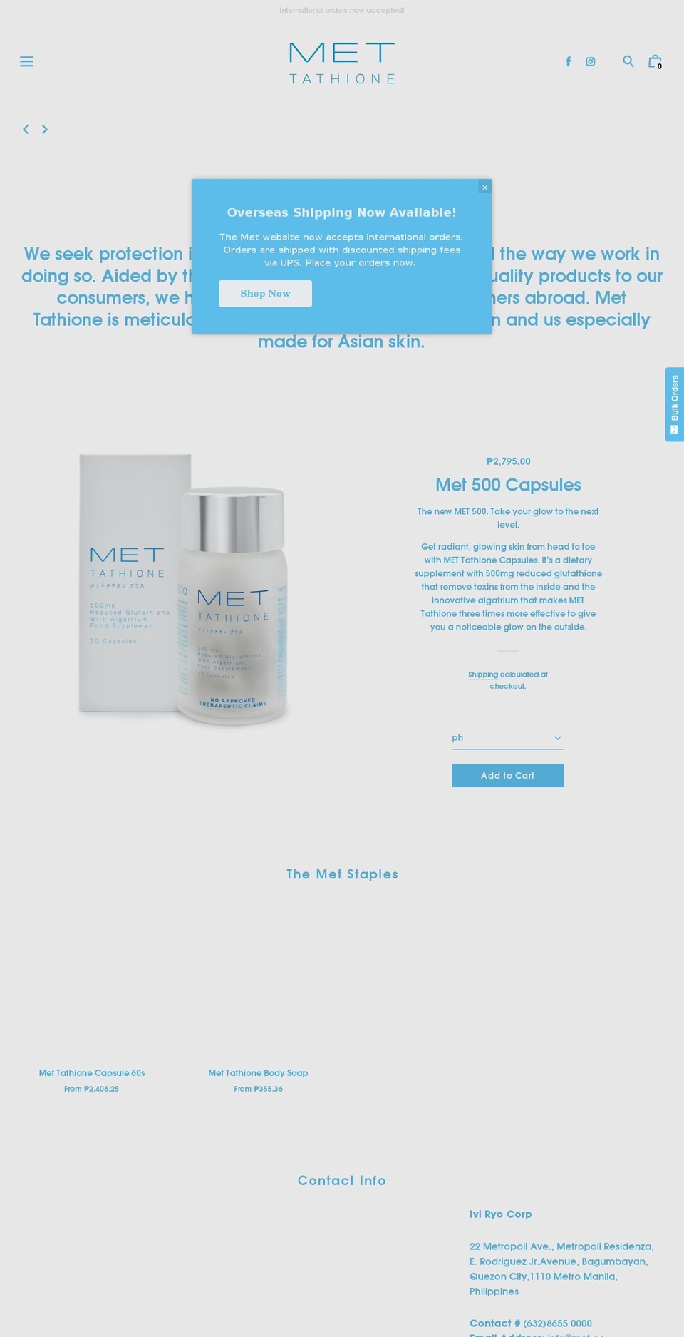 met-tathione.myshopify.com shopify website screenshot