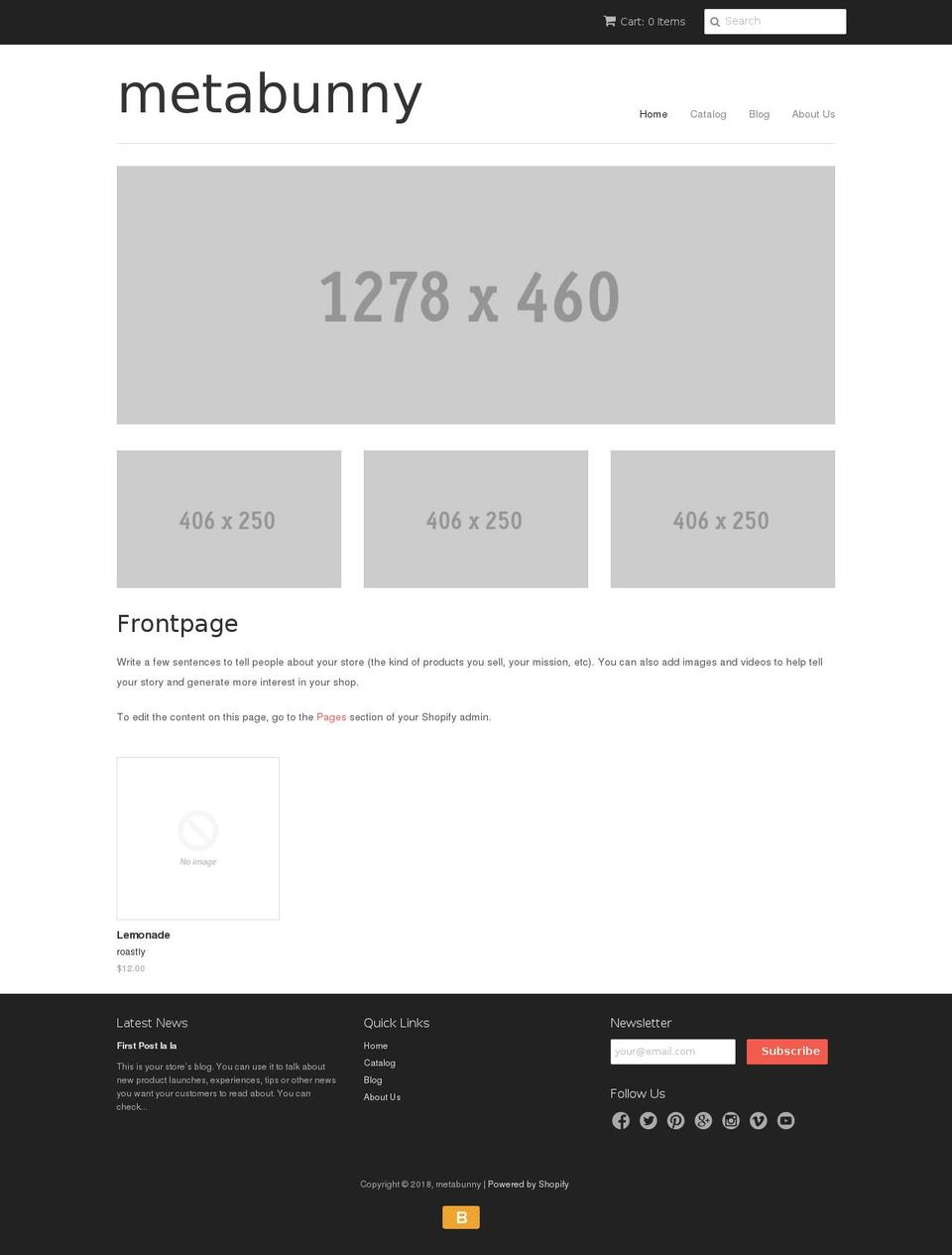 metabunny.biz shopify website screenshot