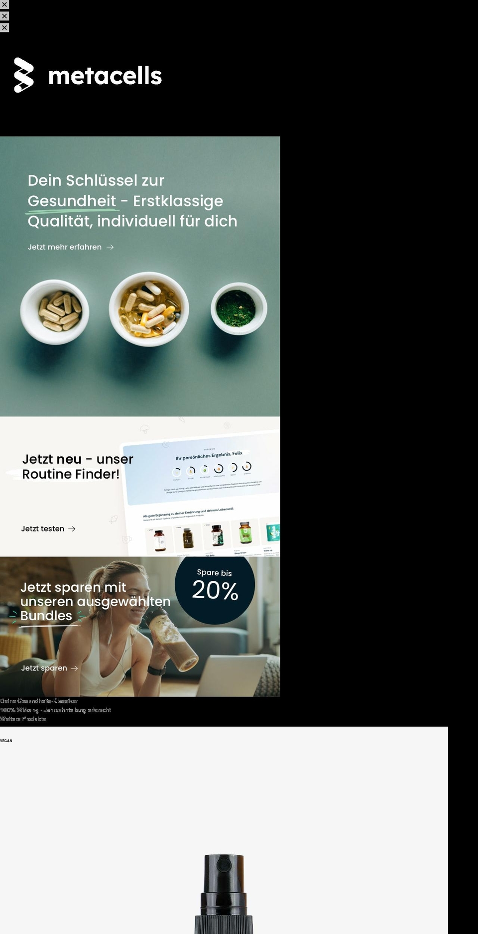 Redesign Shopify theme site example metacells.com