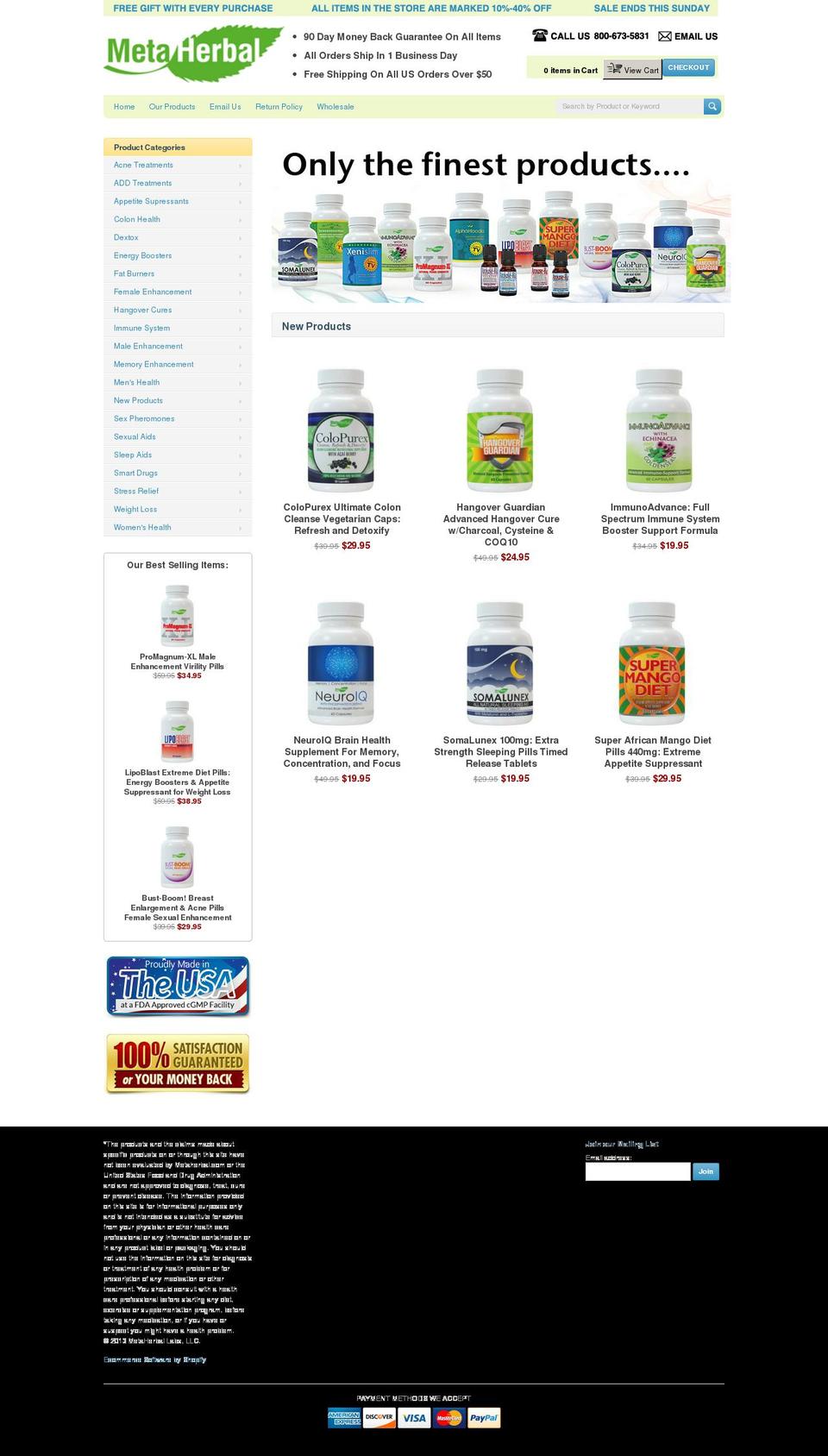 metaherbal.com shopify website screenshot