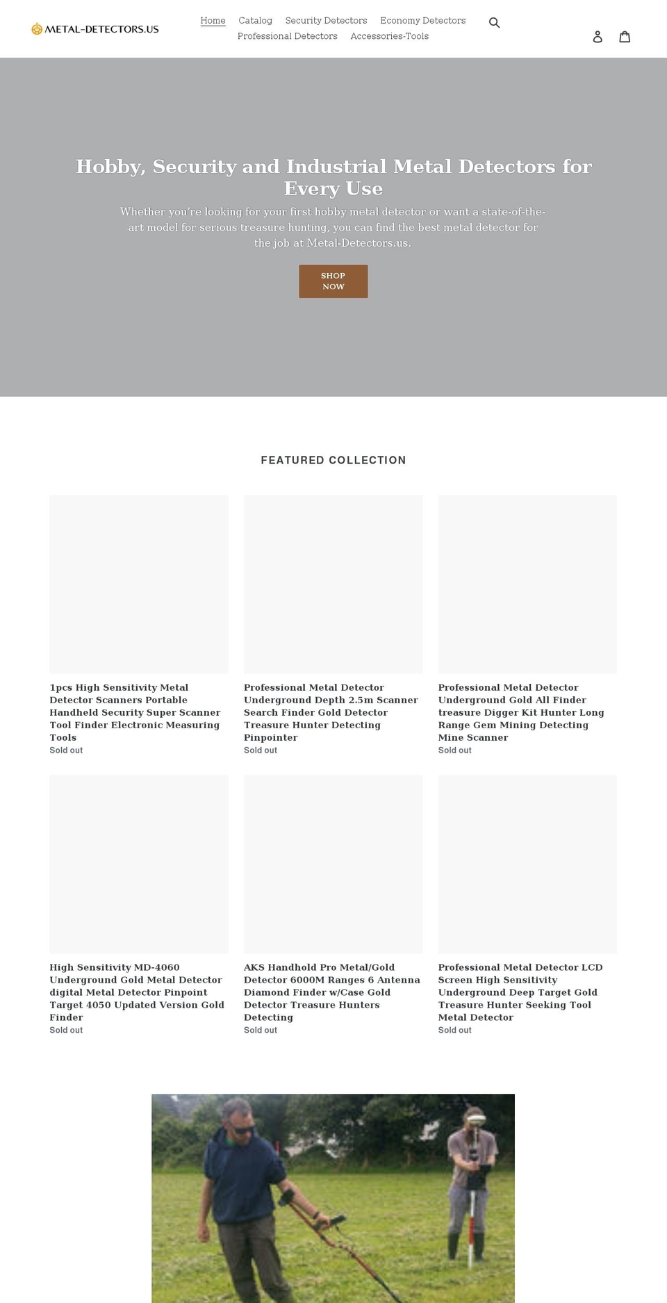 metal-detectors.us shopify website screenshot