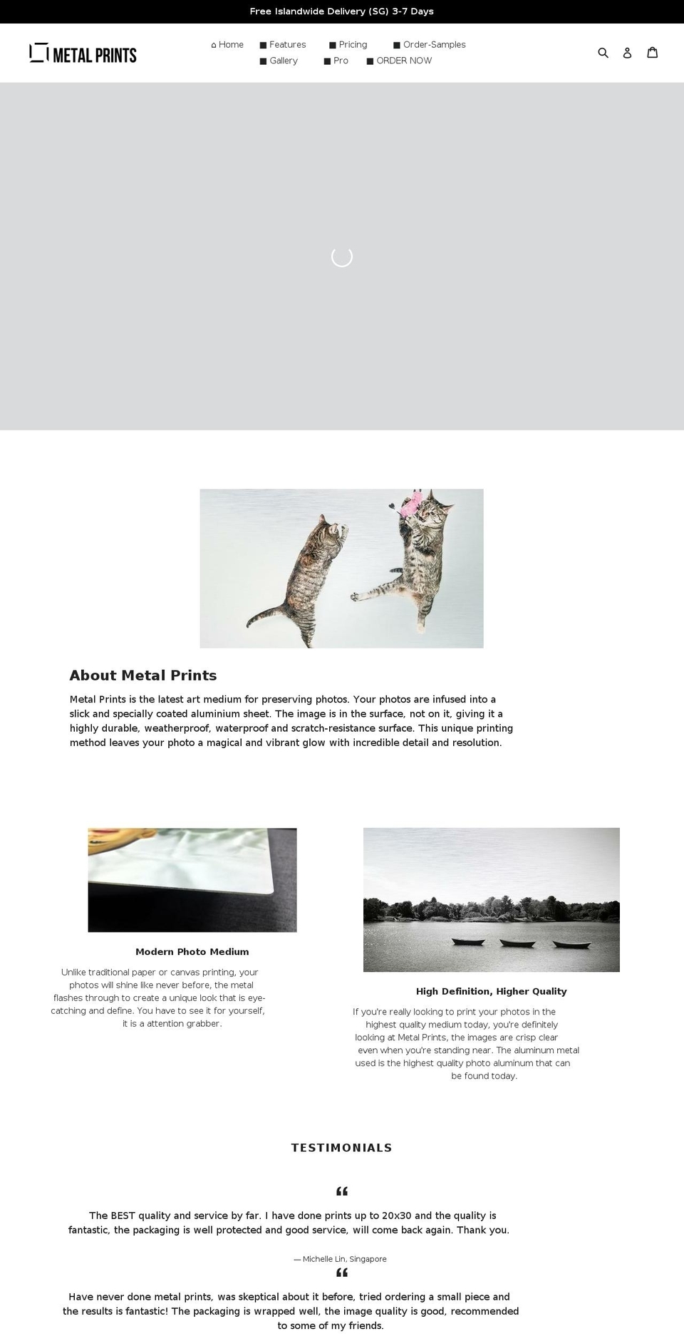 metal-prints.myshopify.com shopify website screenshot
