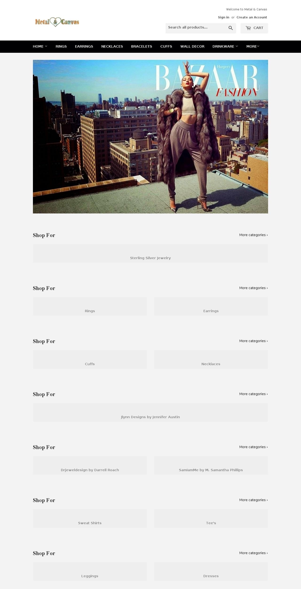 metalandcanvas.com — Shopify storefront screenshot