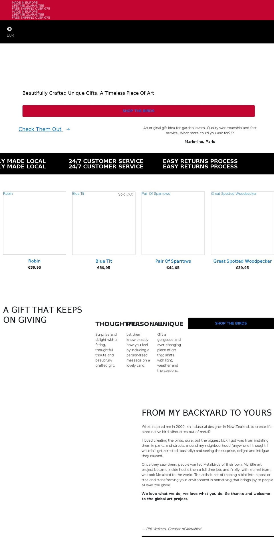 metalbird.eu shopify website screenshot