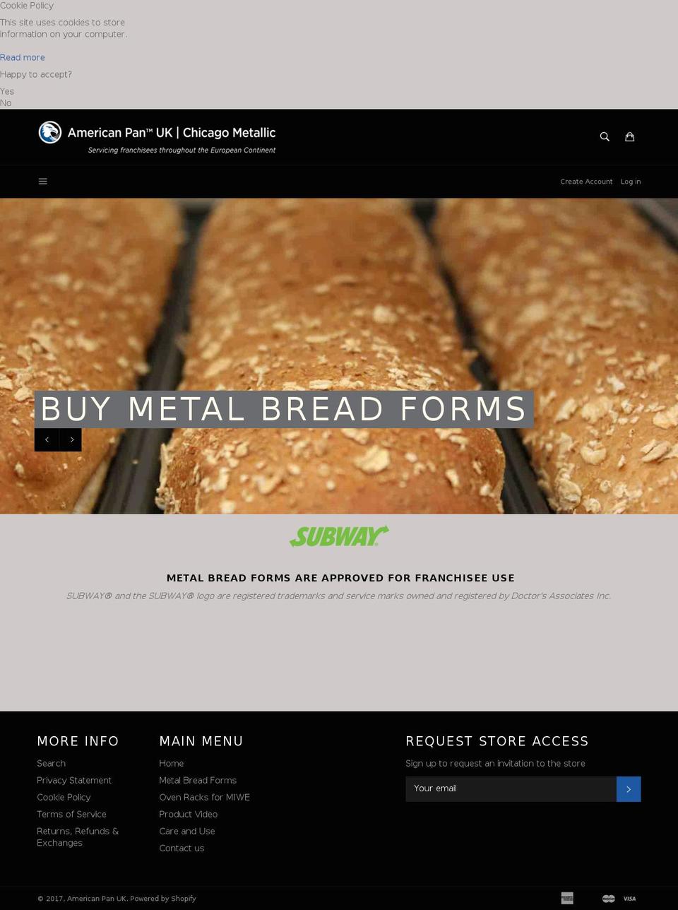 metalbreadforms.com shopify website screenshot