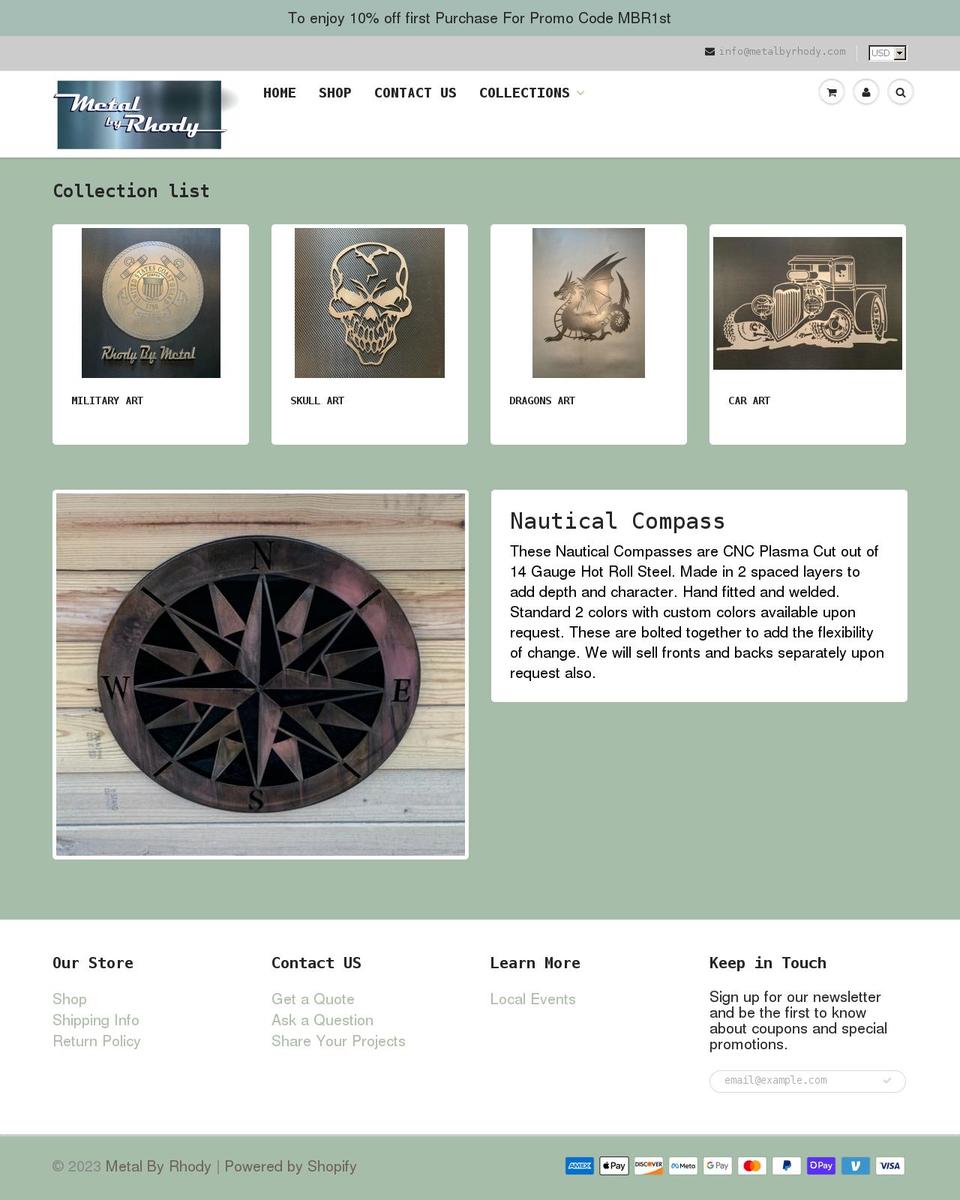 metalbyrhody.com shopify website screenshot