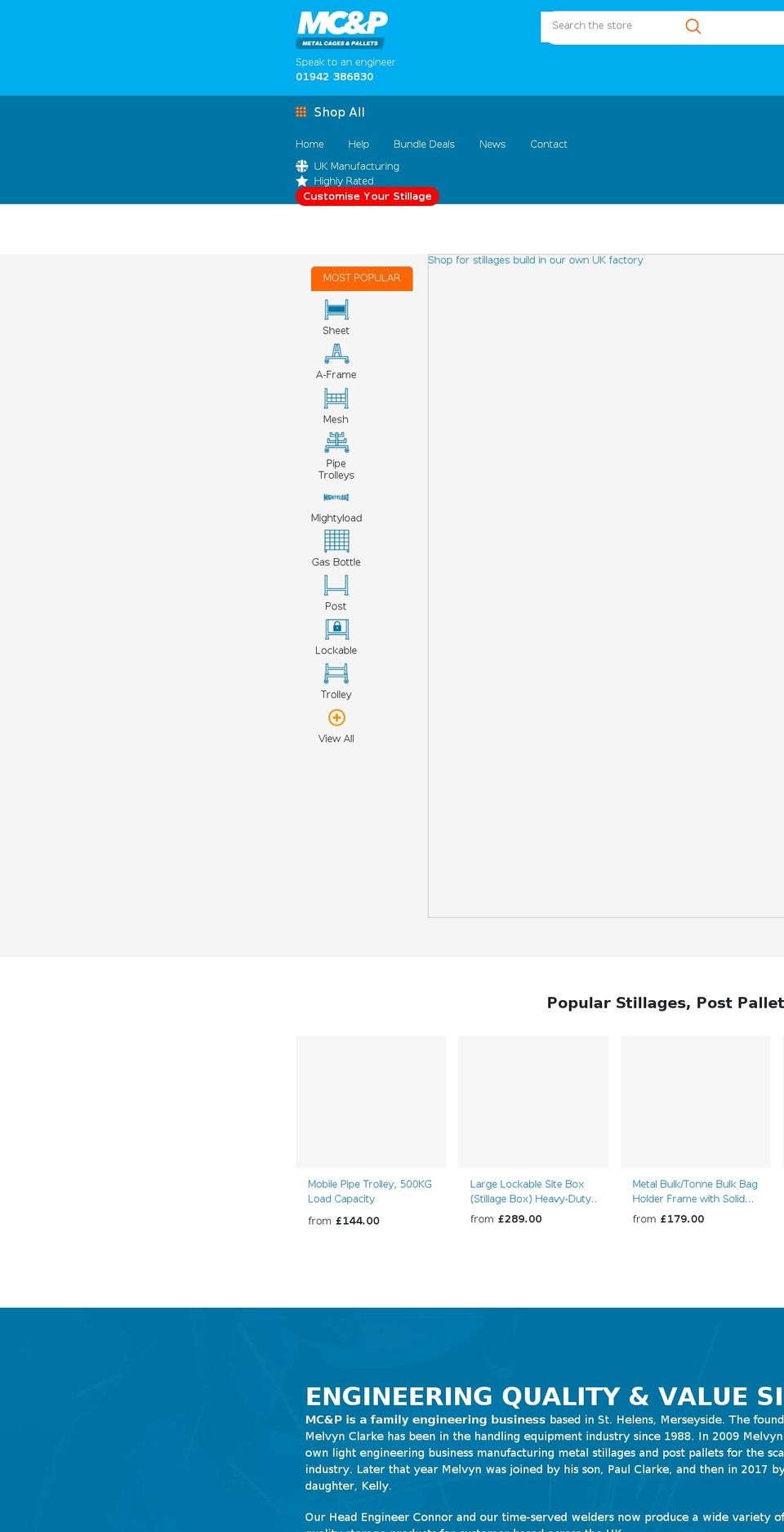 metalcagesandpallets.co.uk shopify website screenshot