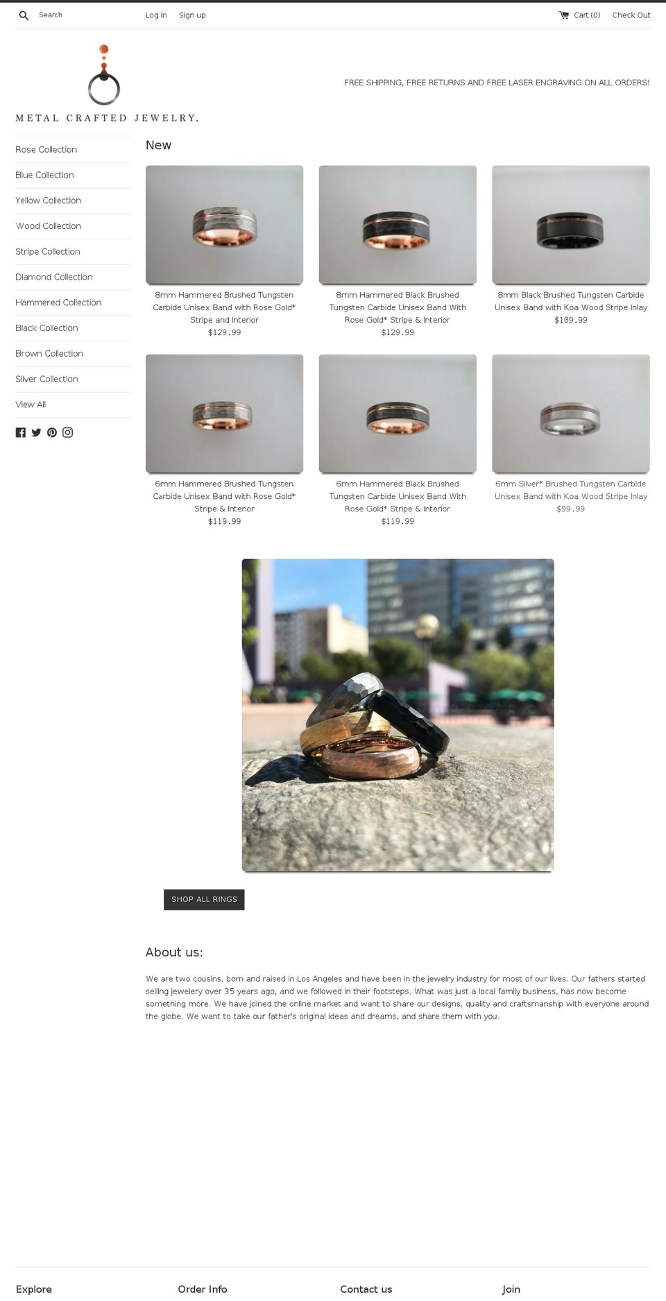 metalcraftedjewelry.com — Shopify storefront screenshot