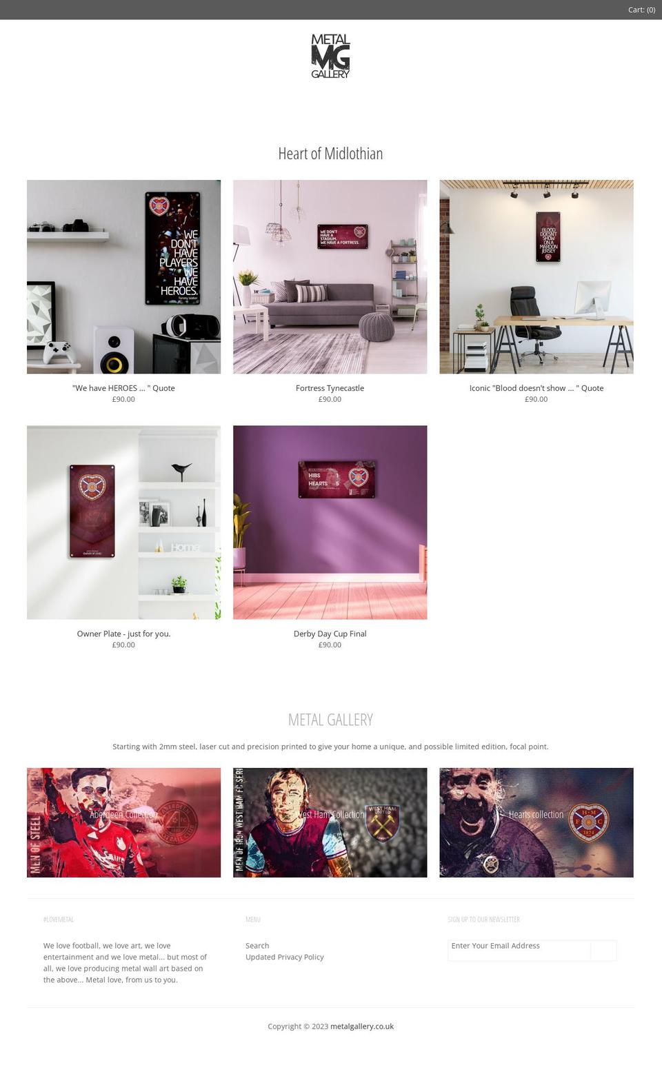 metalgallery.co.uk shopify website screenshot