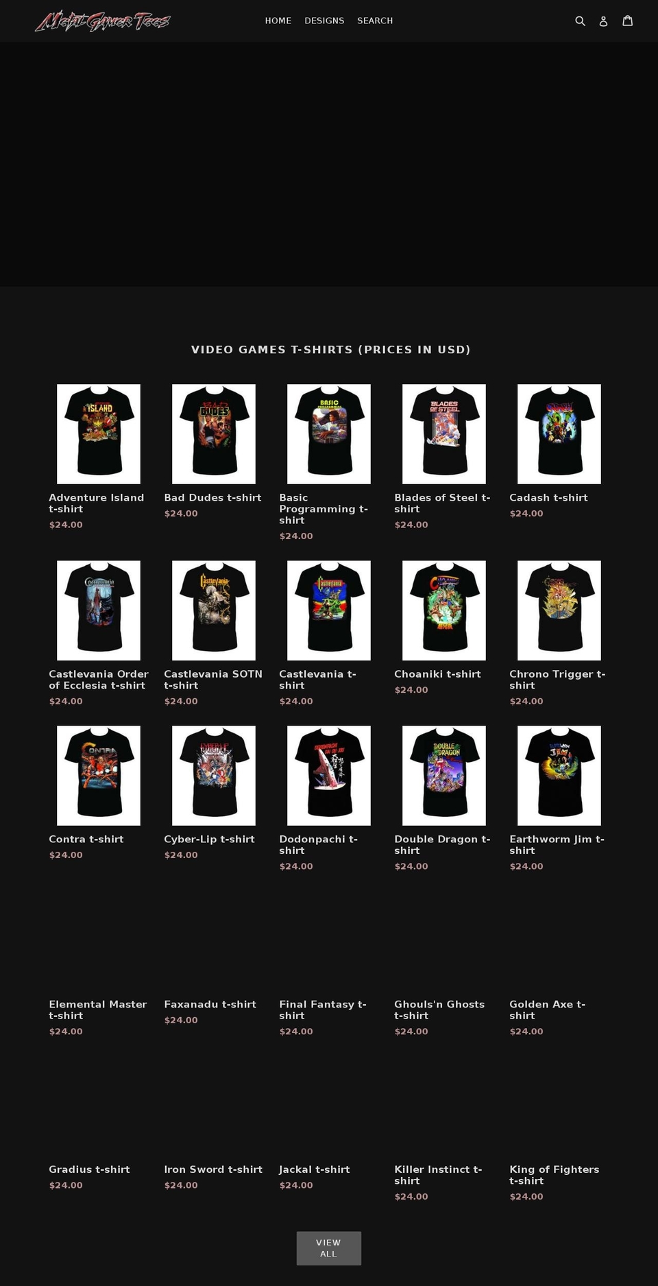 metalgamertees.com — Shopify storefront screenshot