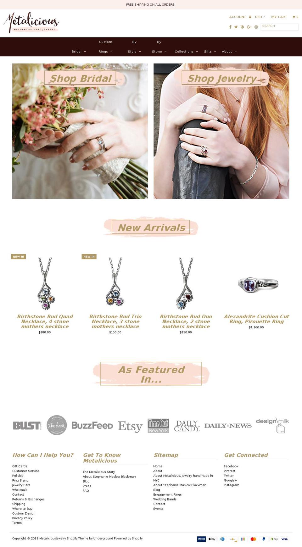 metalicious.com shopify website screenshot