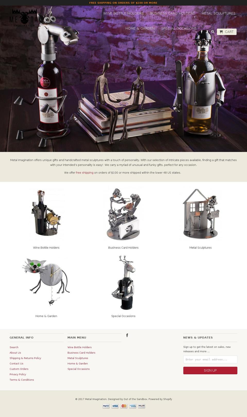 metalimagination.com shopify website screenshot