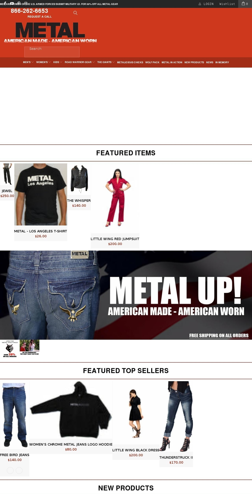 metaljeans.com shopify website screenshot