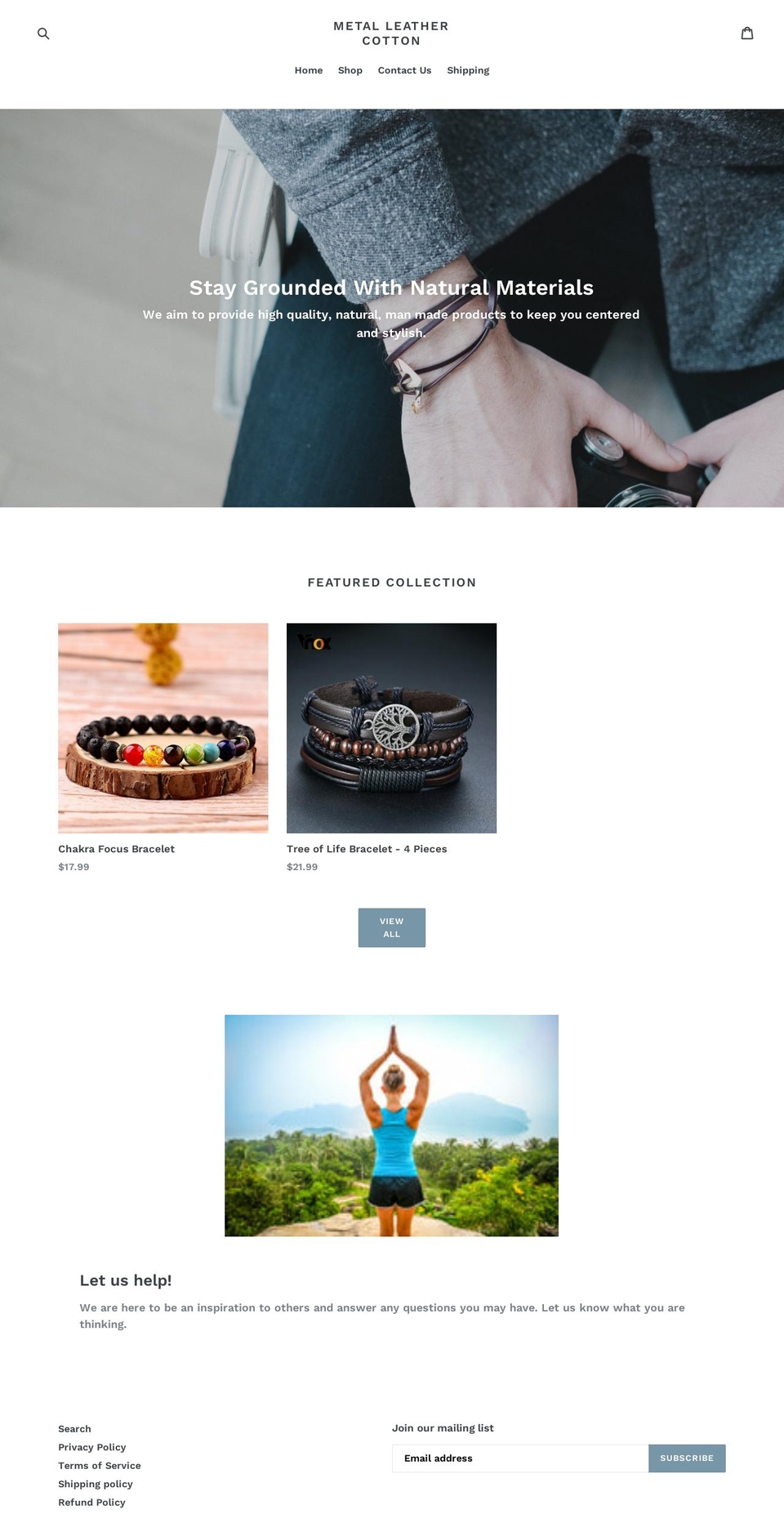 metalleathercotton.com shopify website screenshot