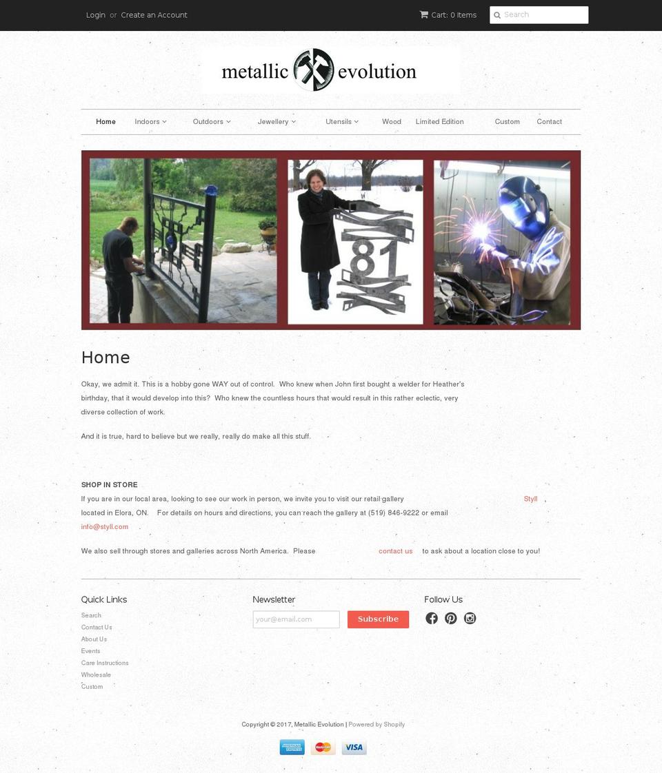 metallicevolution.com shopify website screenshot
