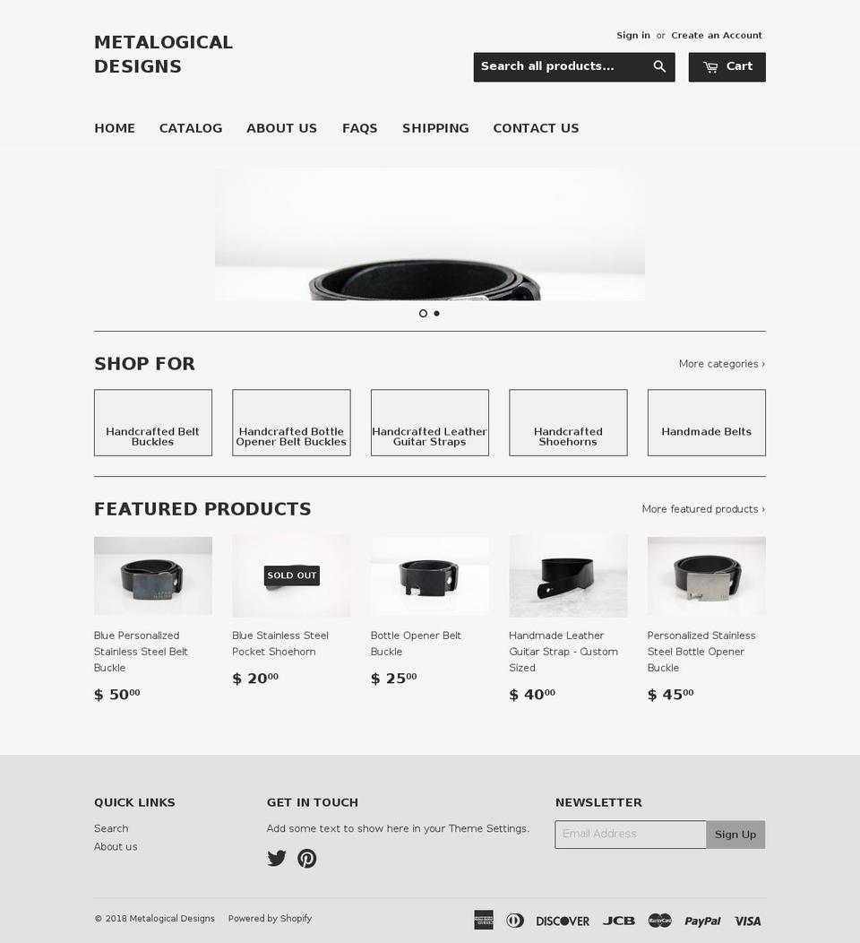 metalogicaldesigns.com — Shopify storefront screenshot