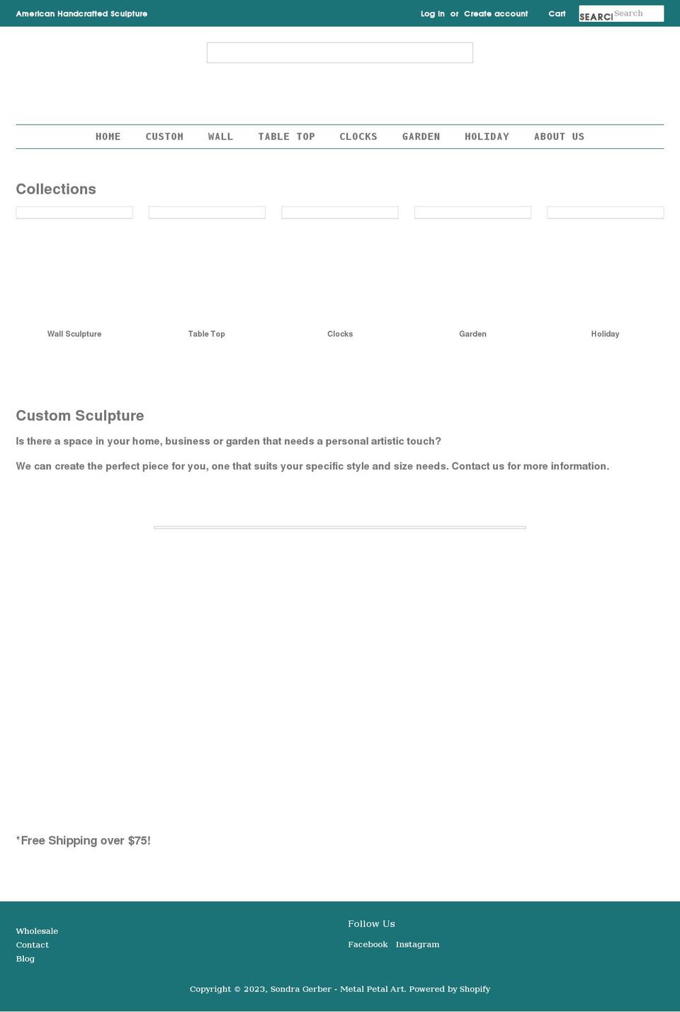 metalpetalart.com shopify website screenshot