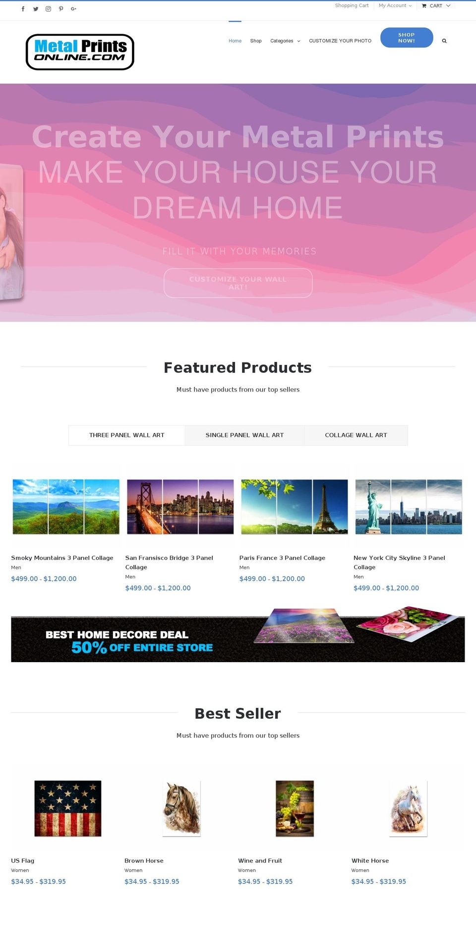 metalprintsonline.com — Shopify storefront screenshot